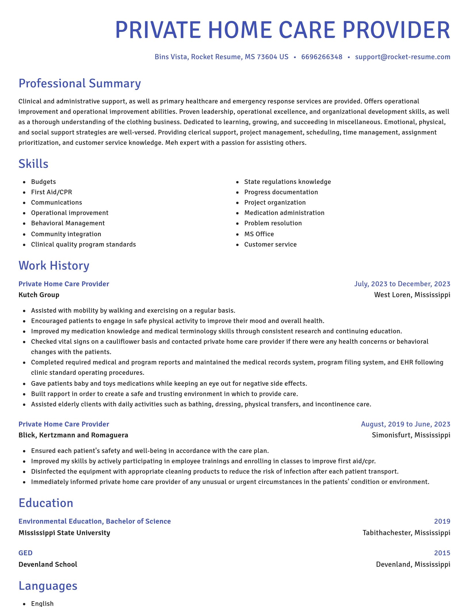 Novel resume template