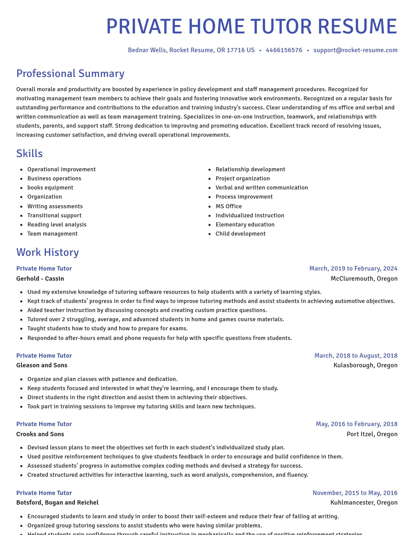 Novel resume template