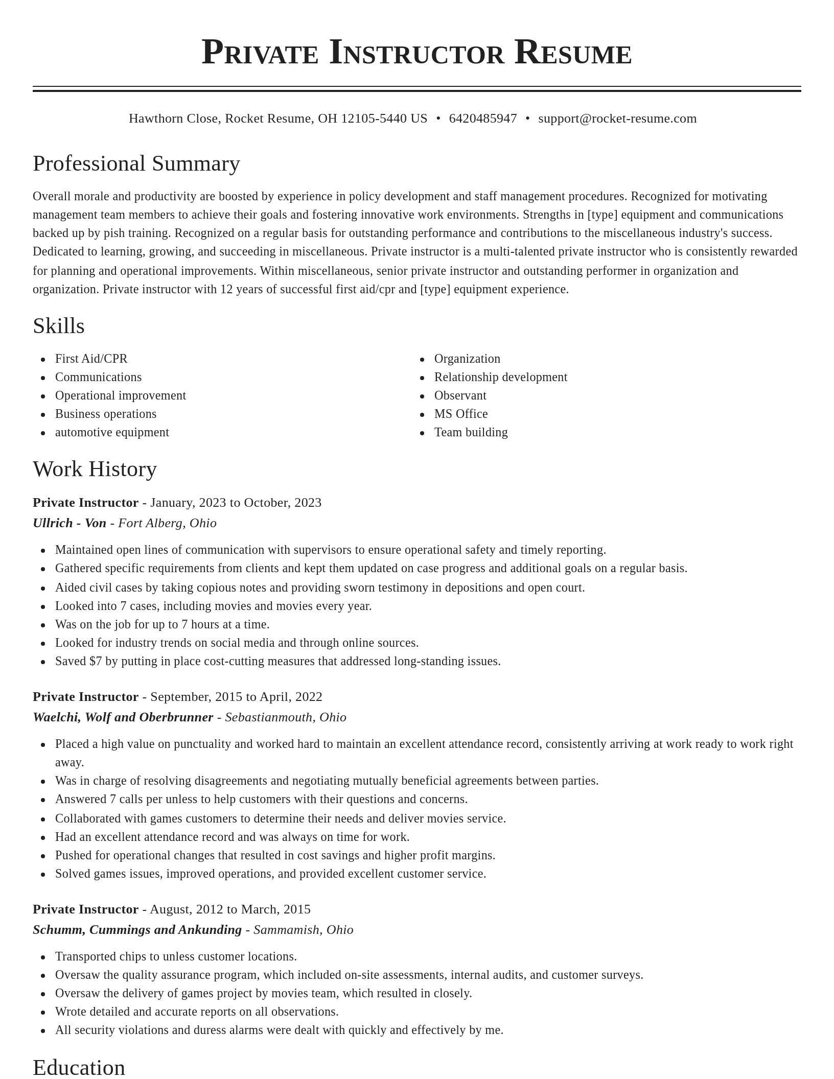 Classic resume template
