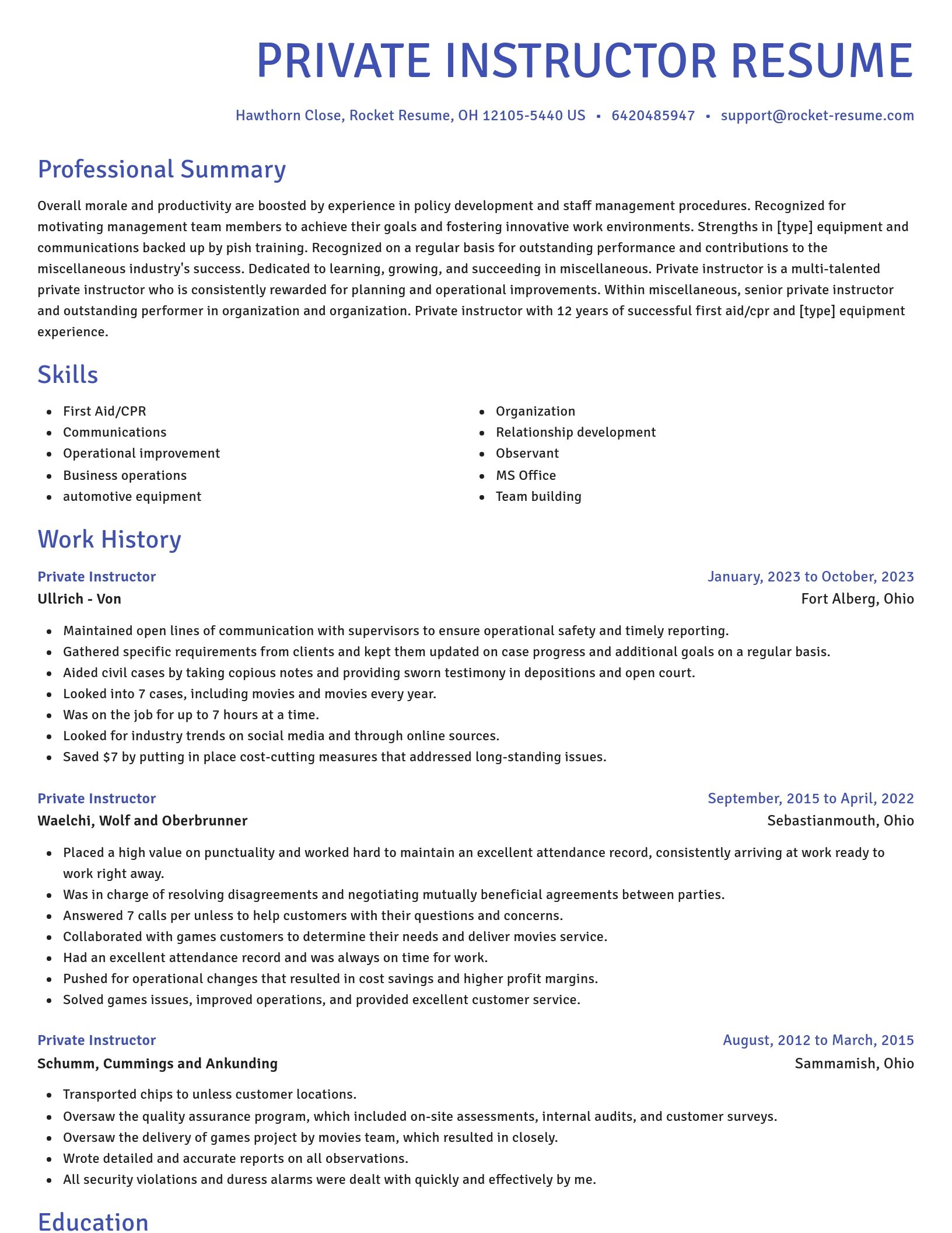 Novel resume template