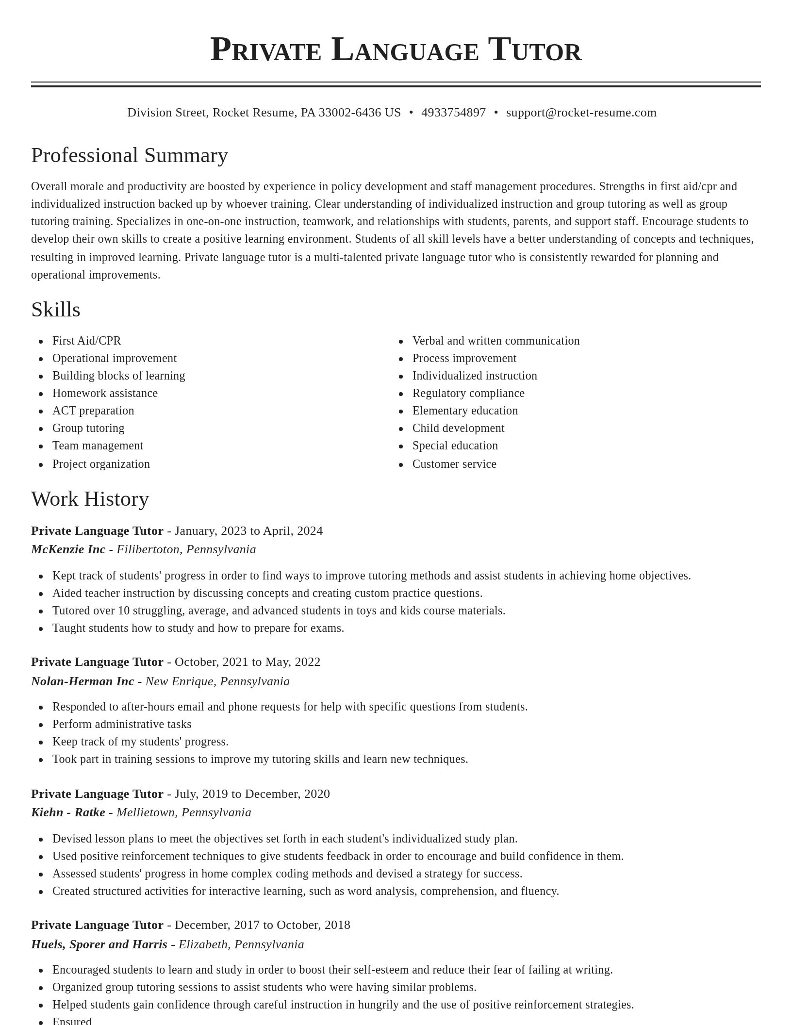 Classic resume template