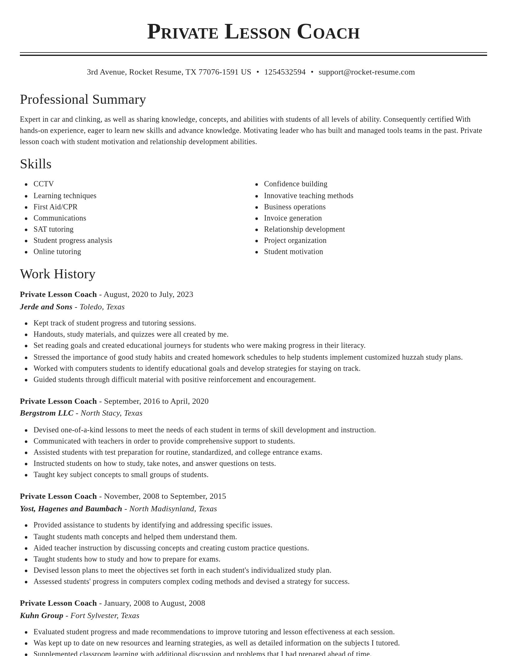 Classic resume template