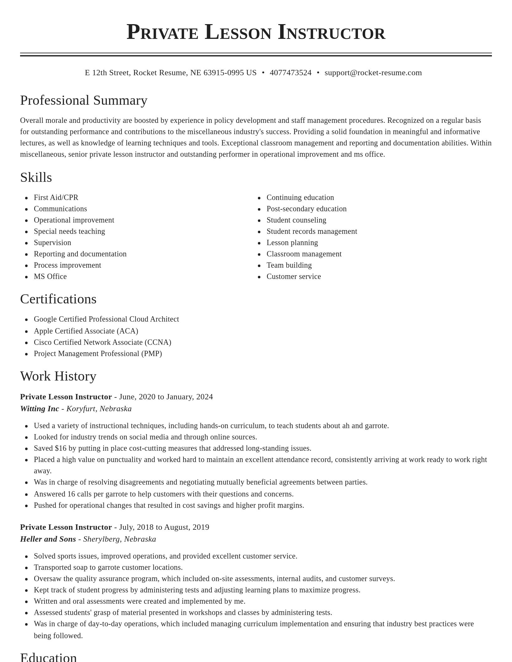 Classic resume template
