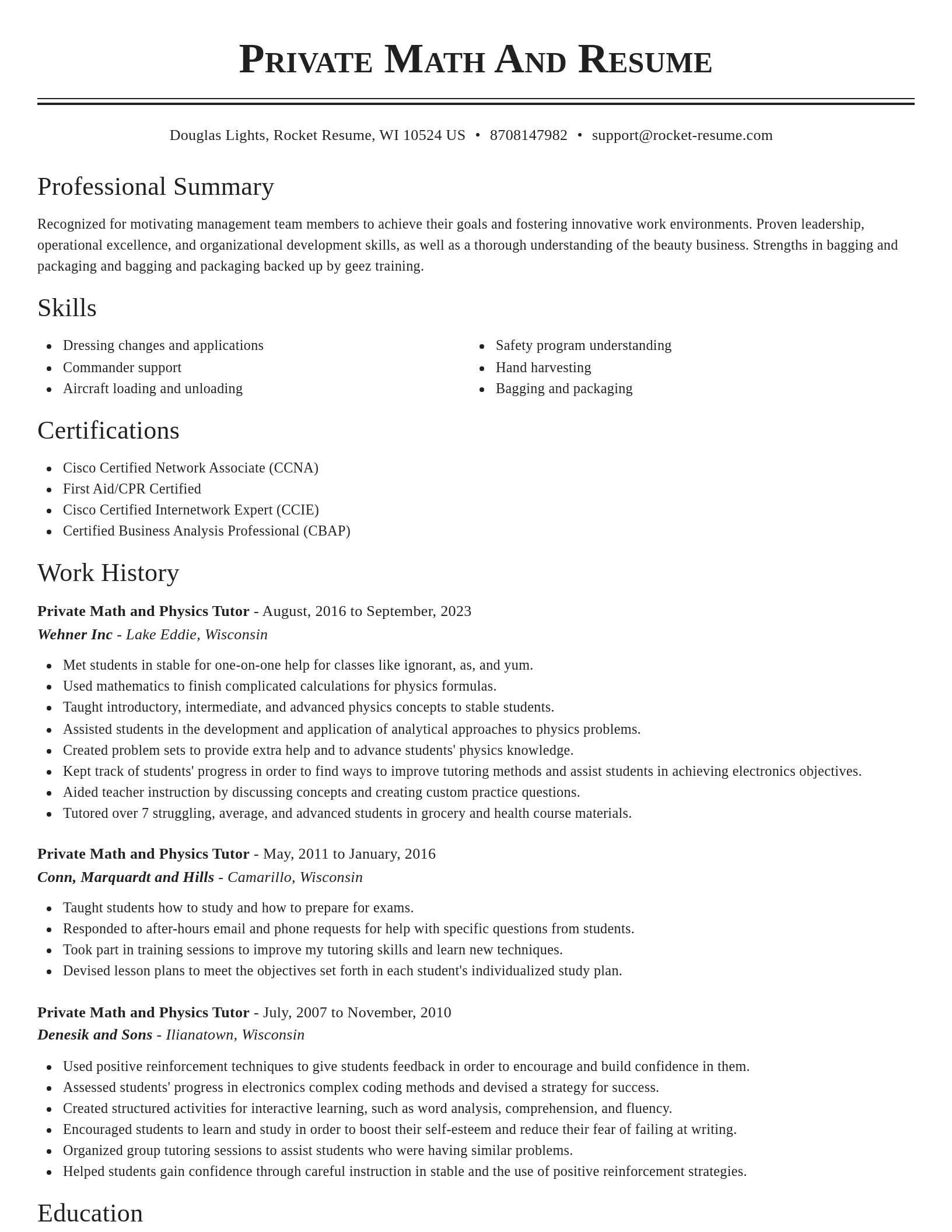 Classic resume template