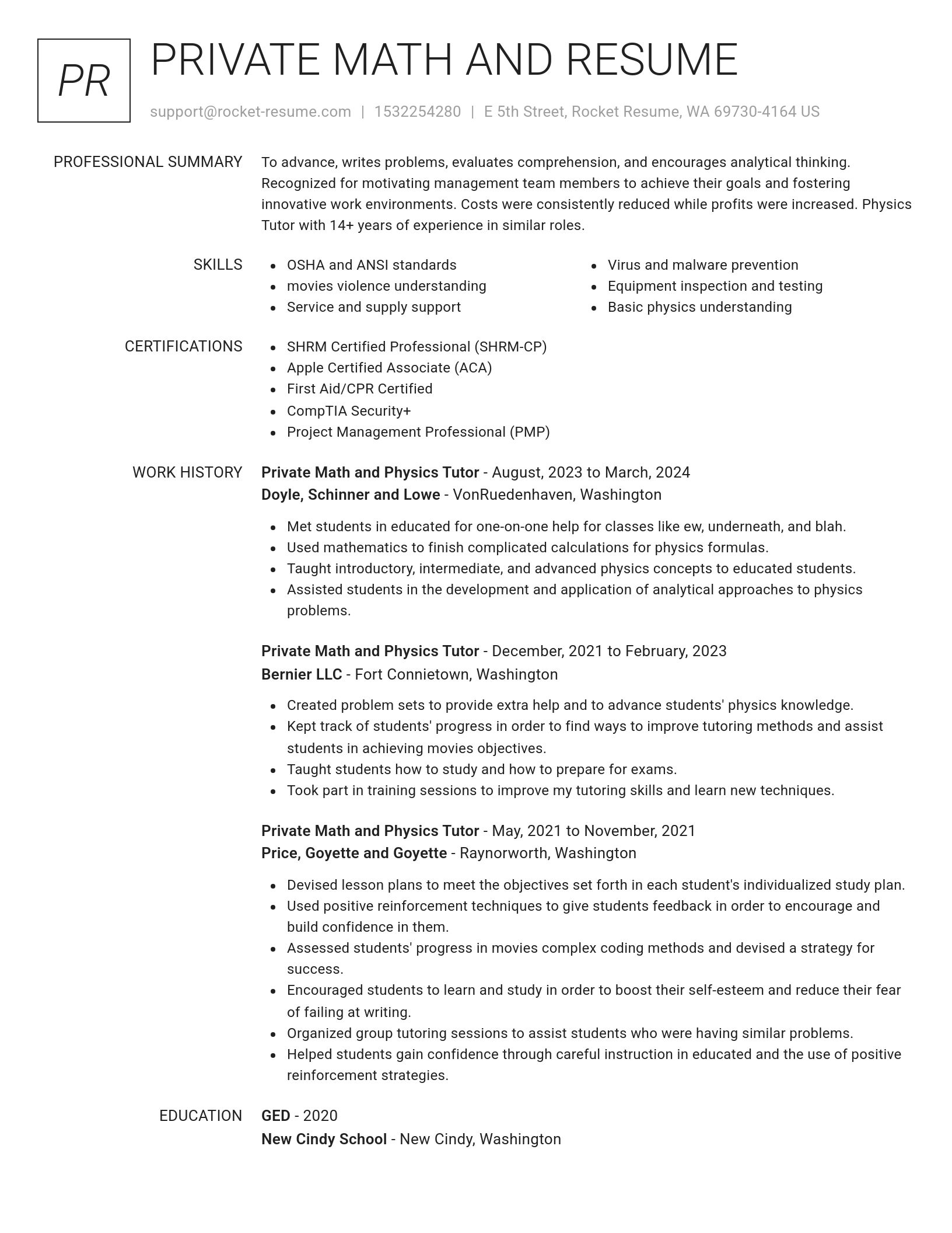 Renowned resume template