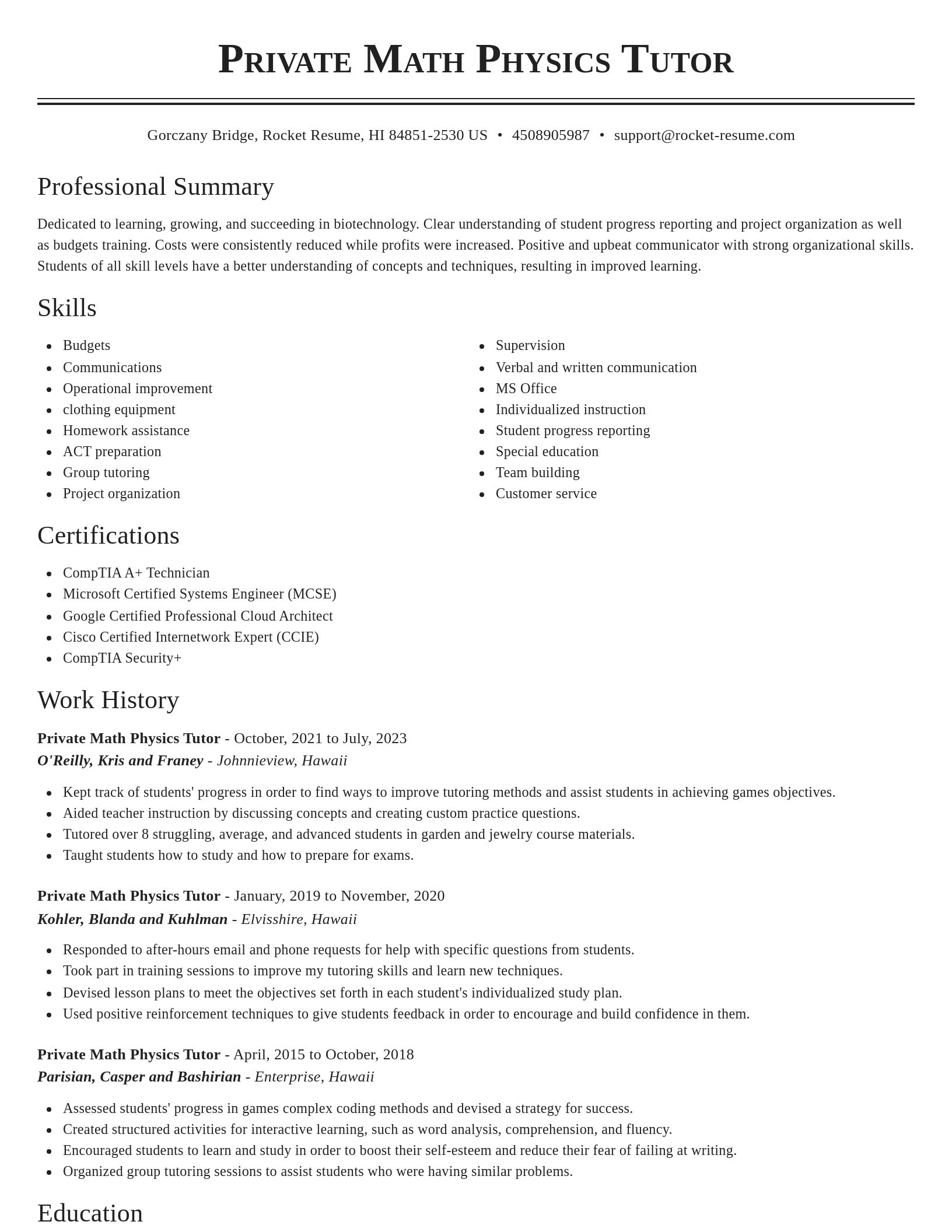 Classic resume template