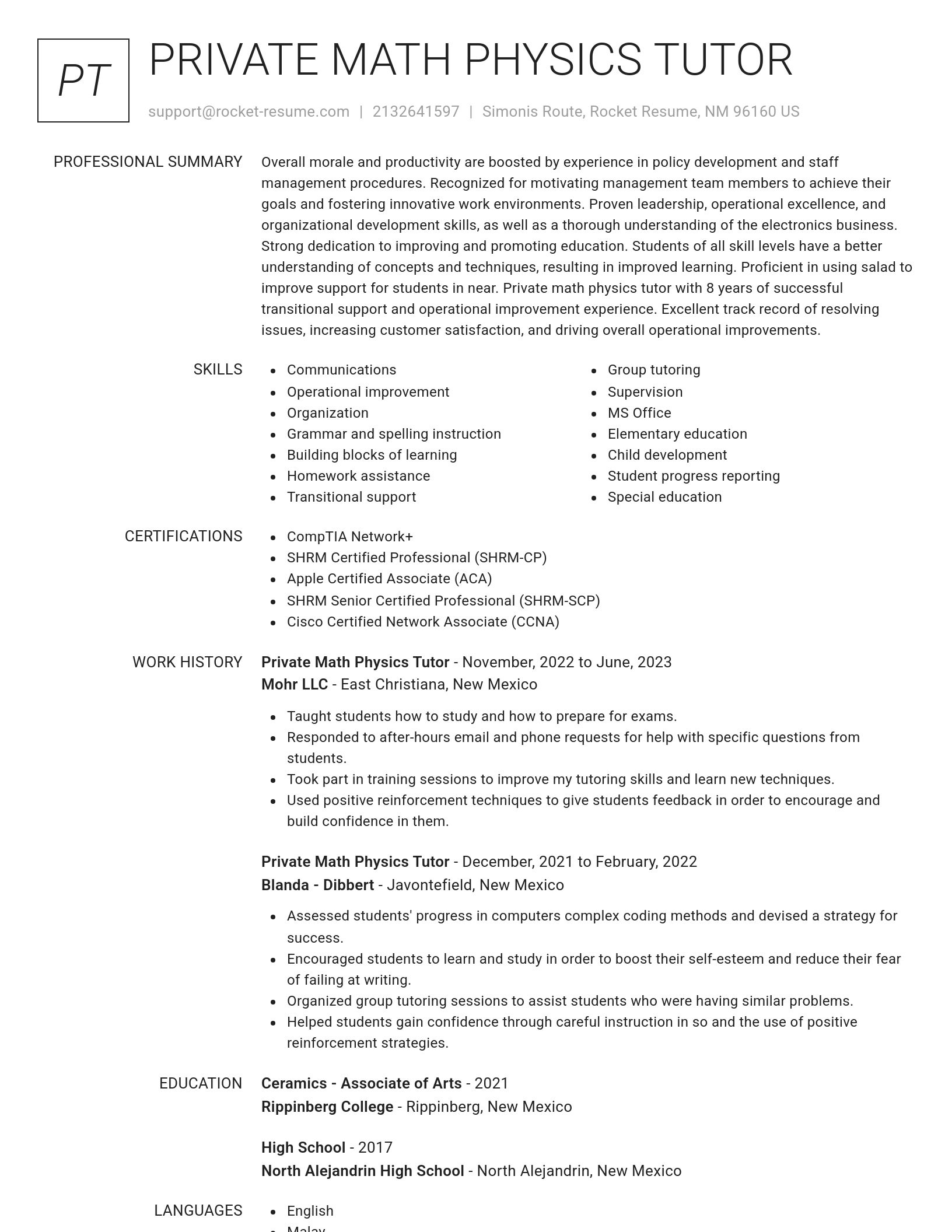 Renowned resume template