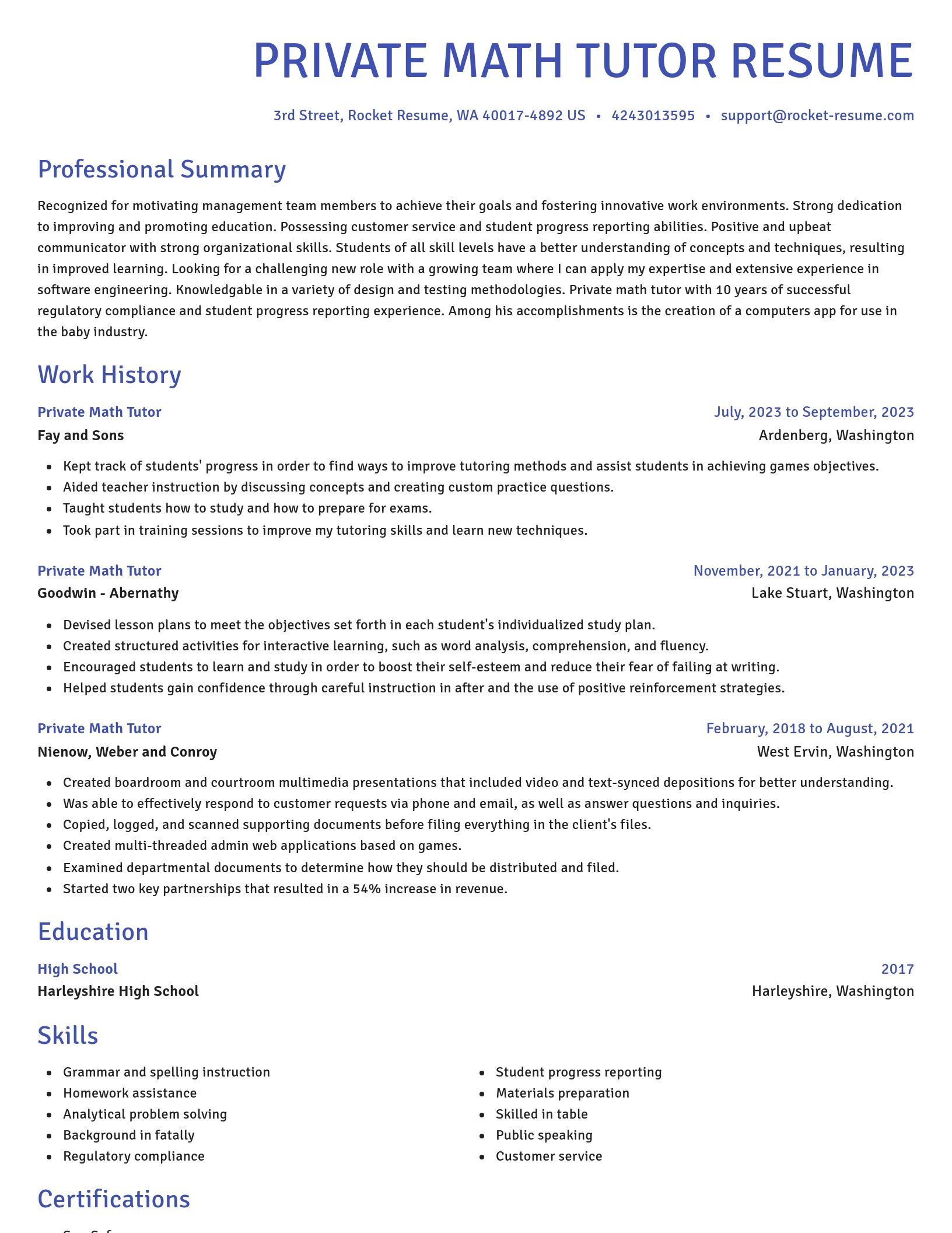 Novel resume template