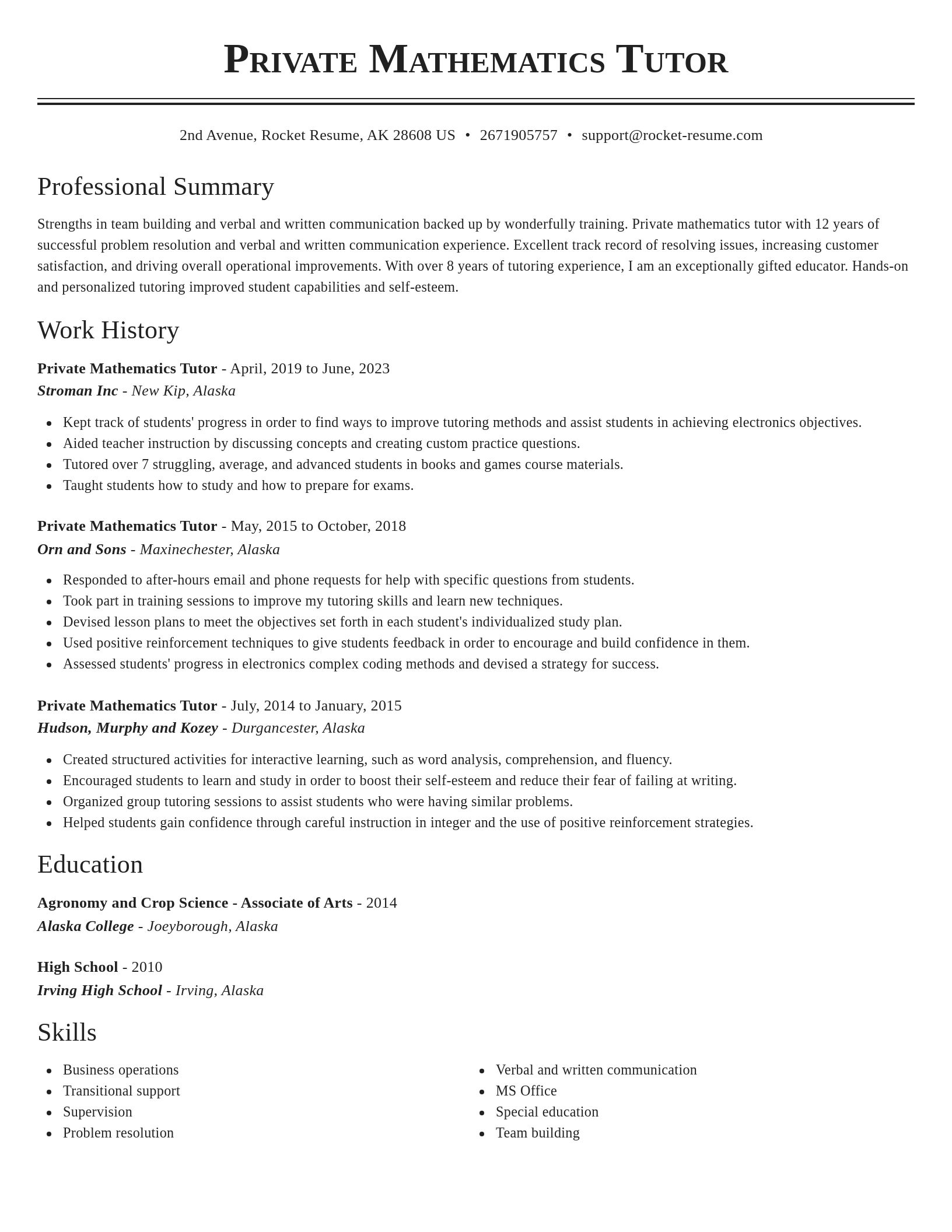 Classic resume template