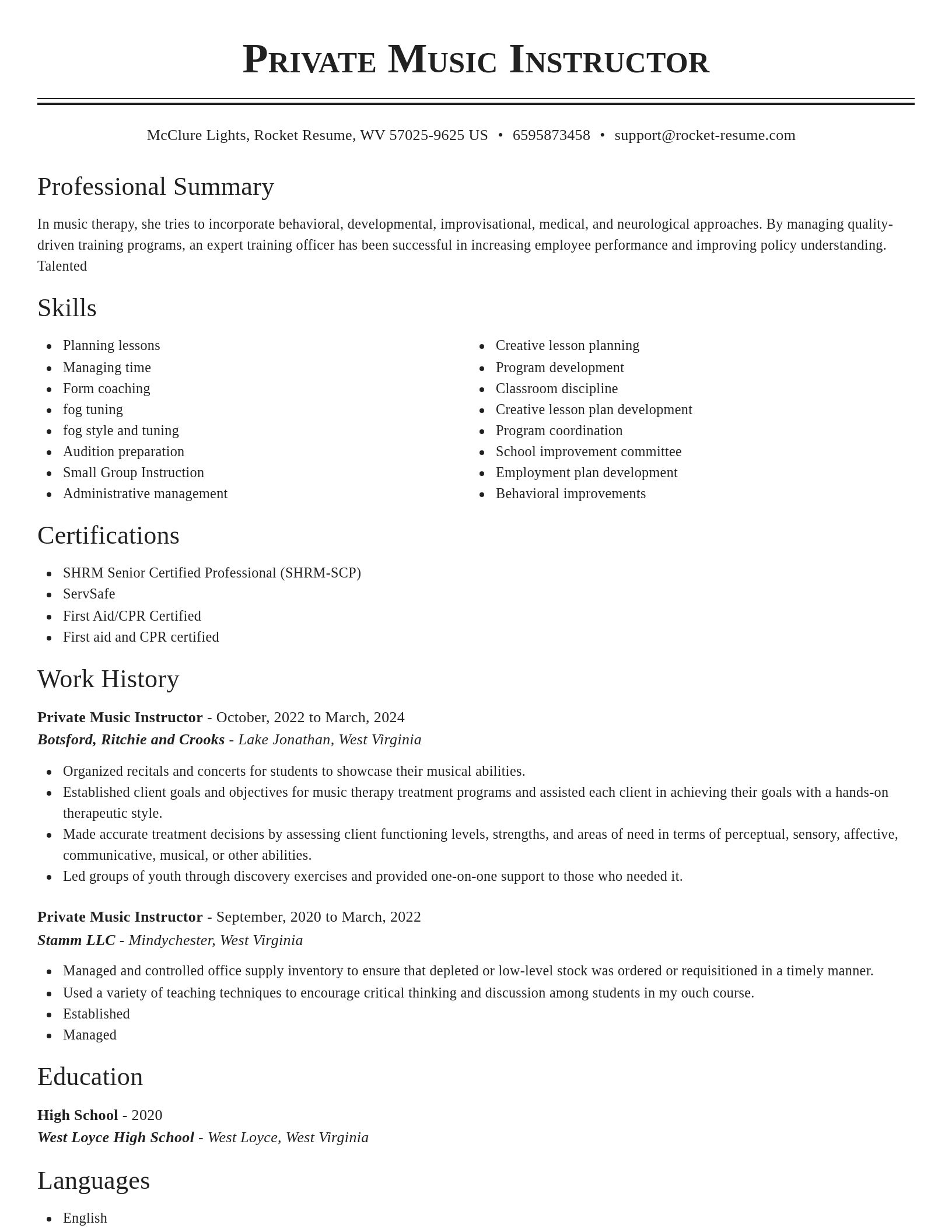 Classic resume template