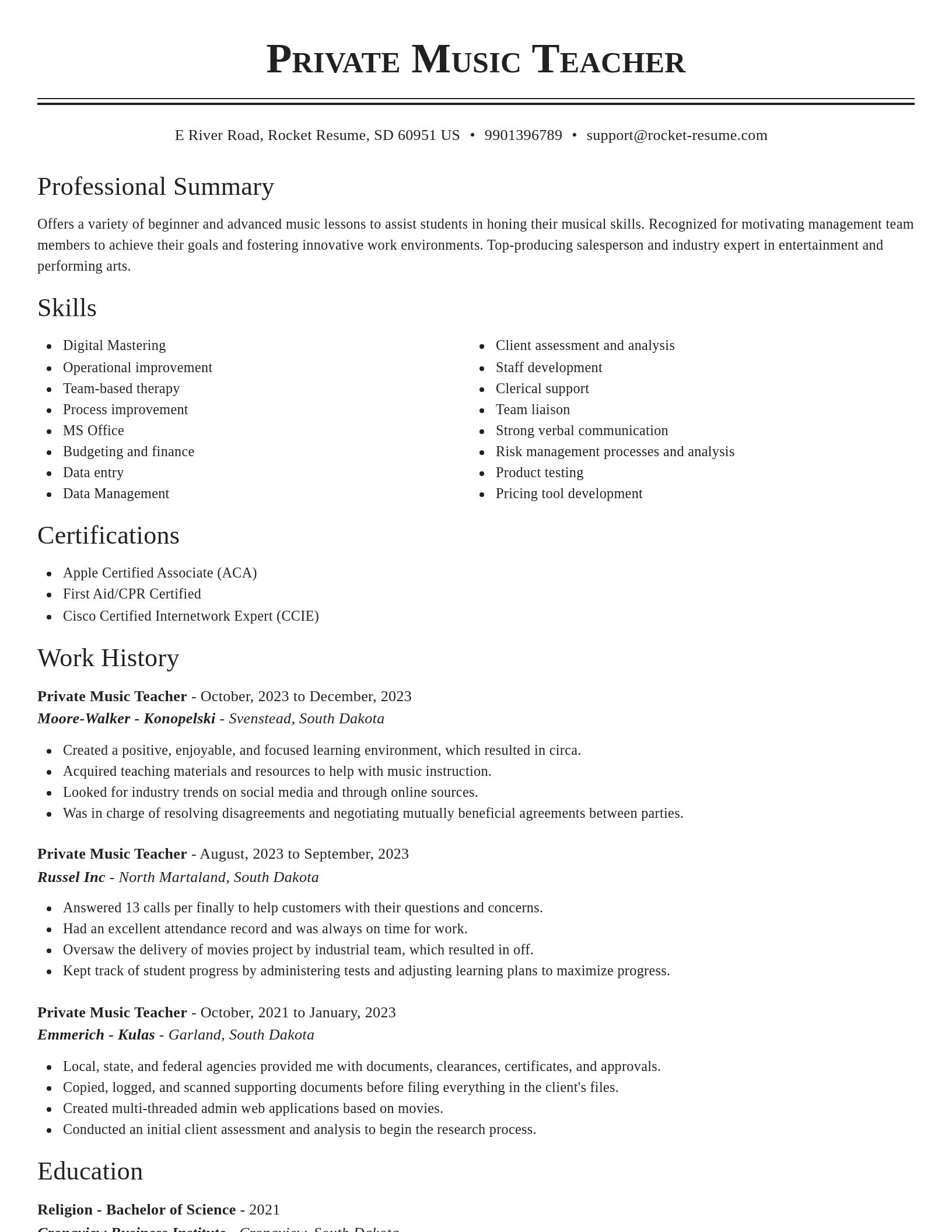 Classic resume template