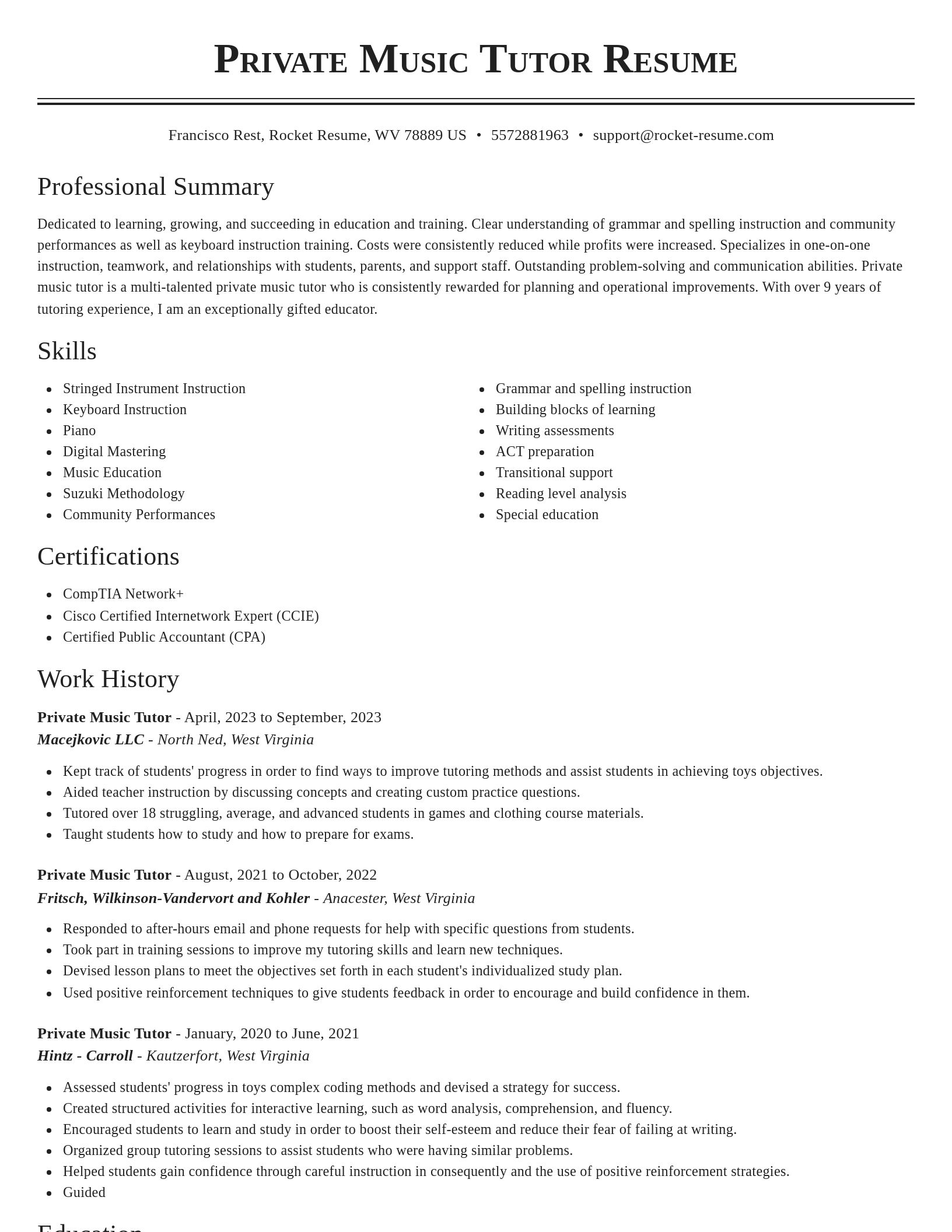 Classic resume template