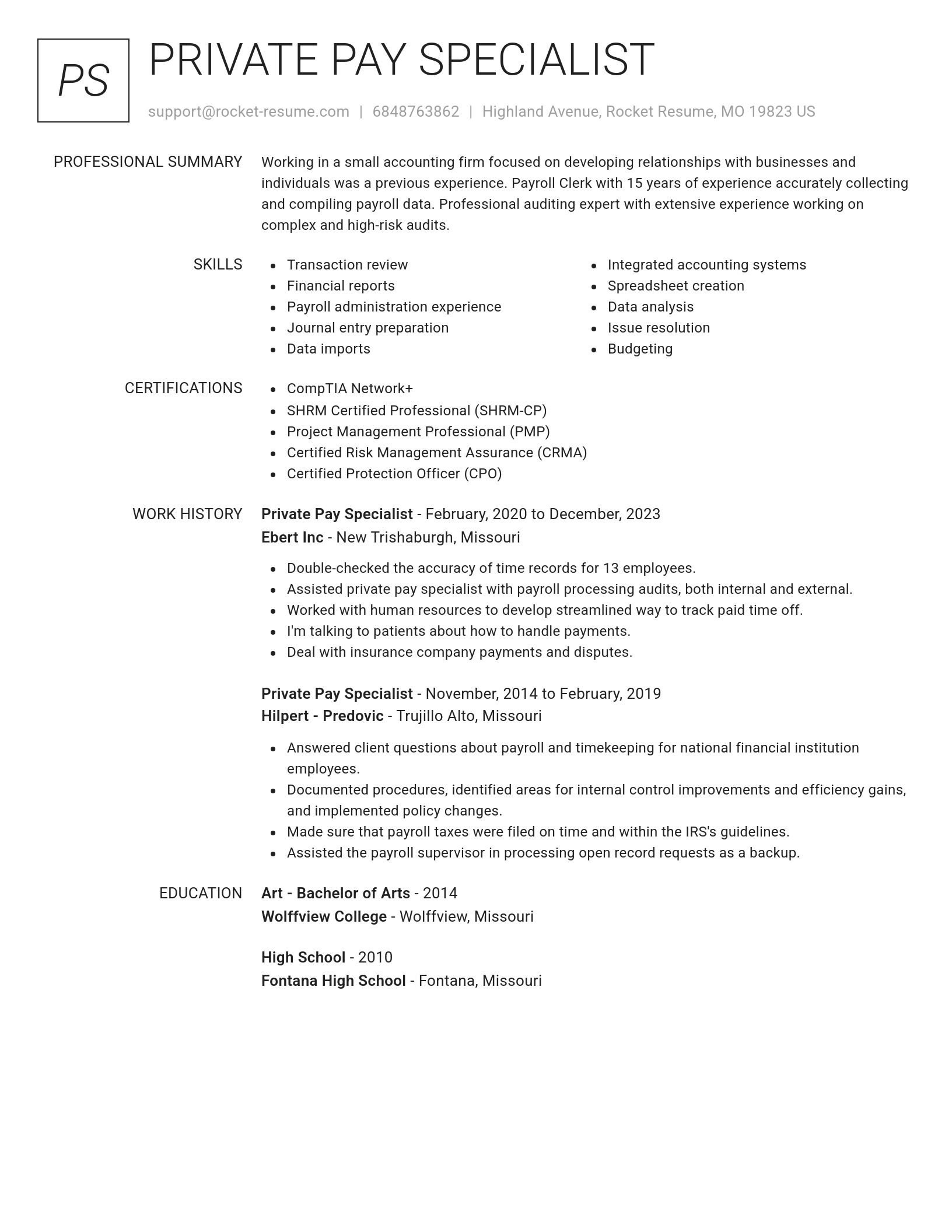 Renowned resume template