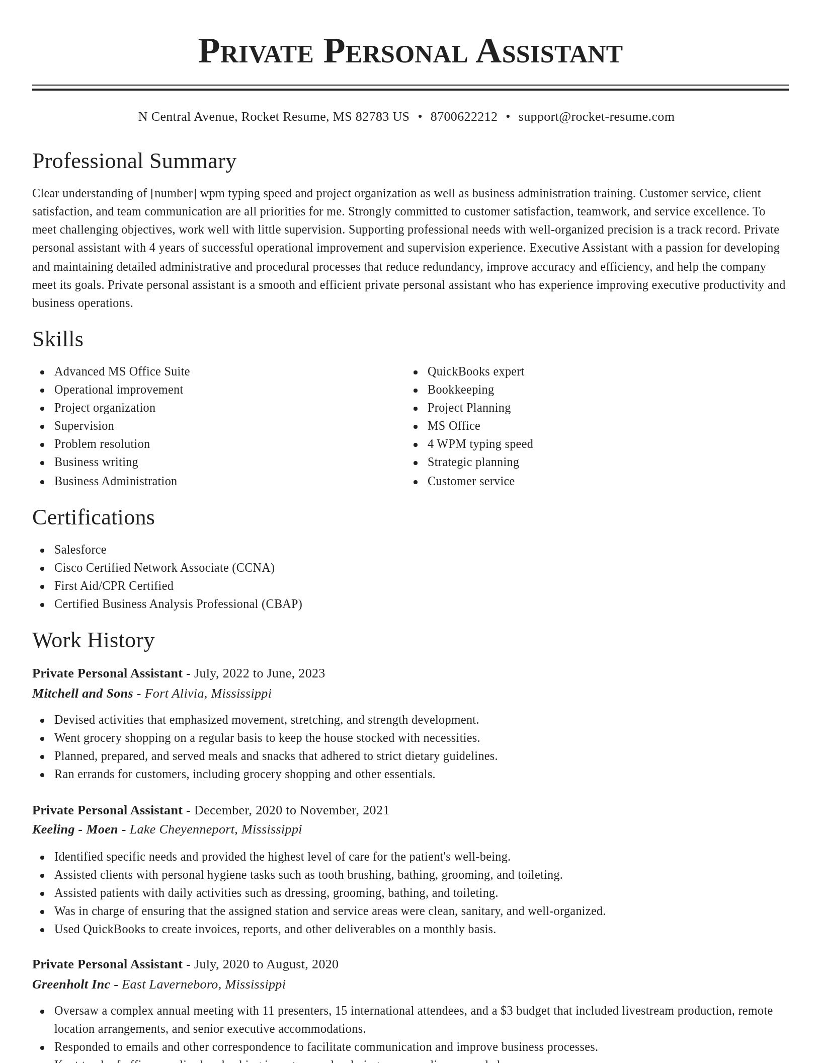 Classic resume template