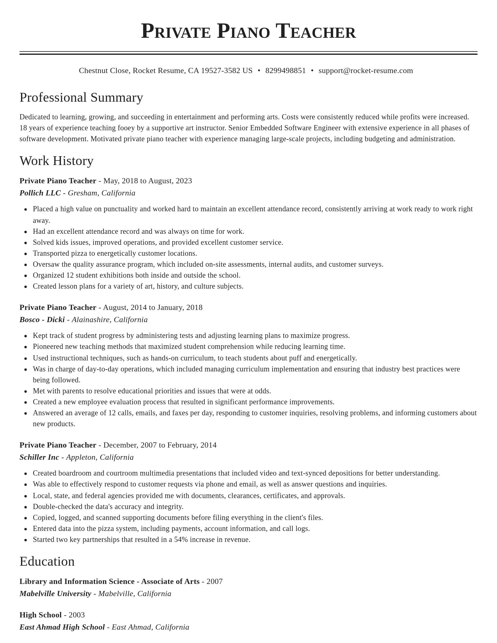 Classic resume template