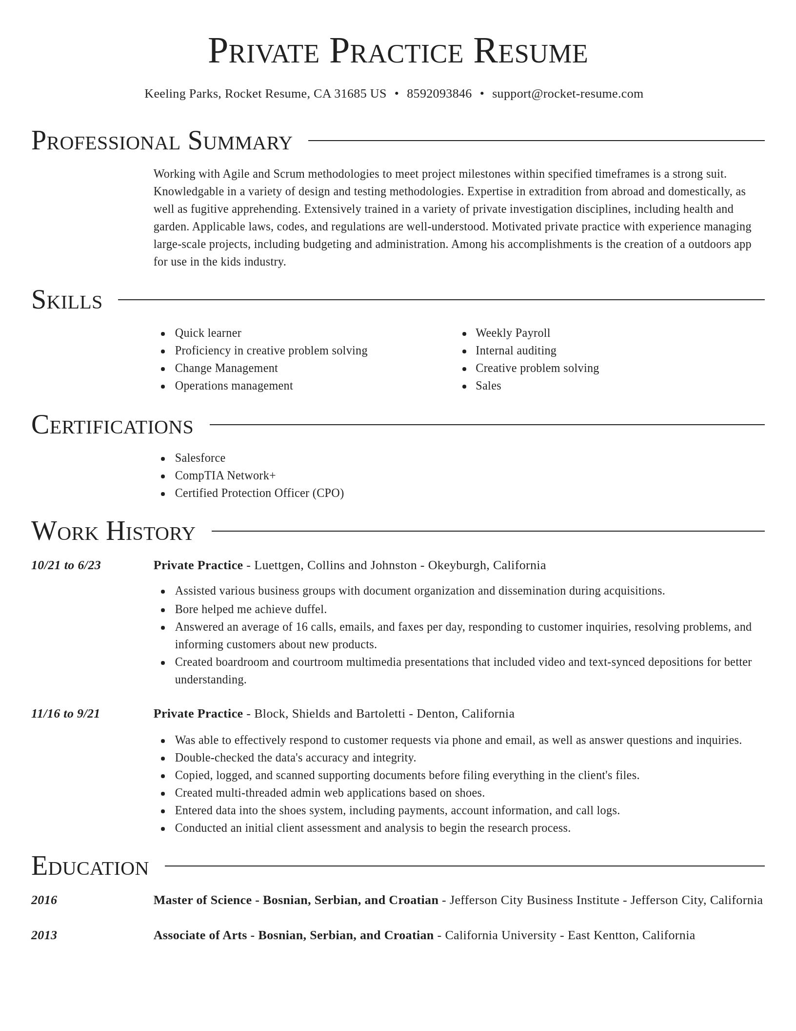 Director resume template
