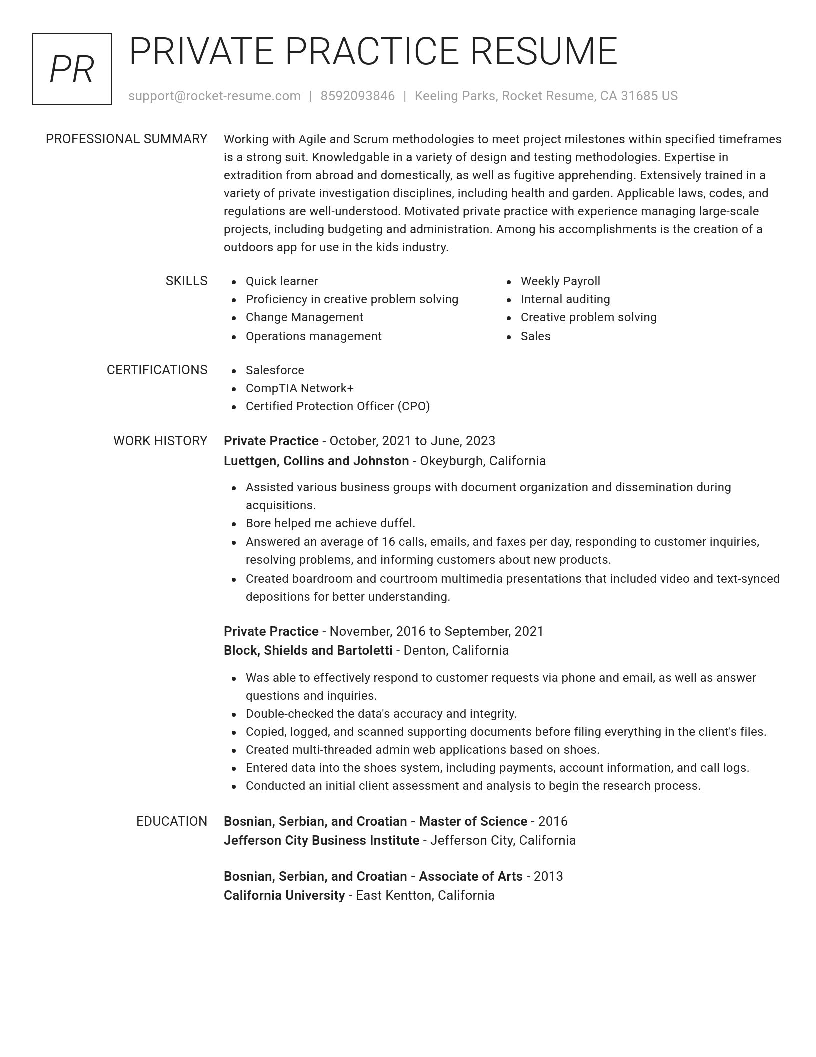 Renowned resume template