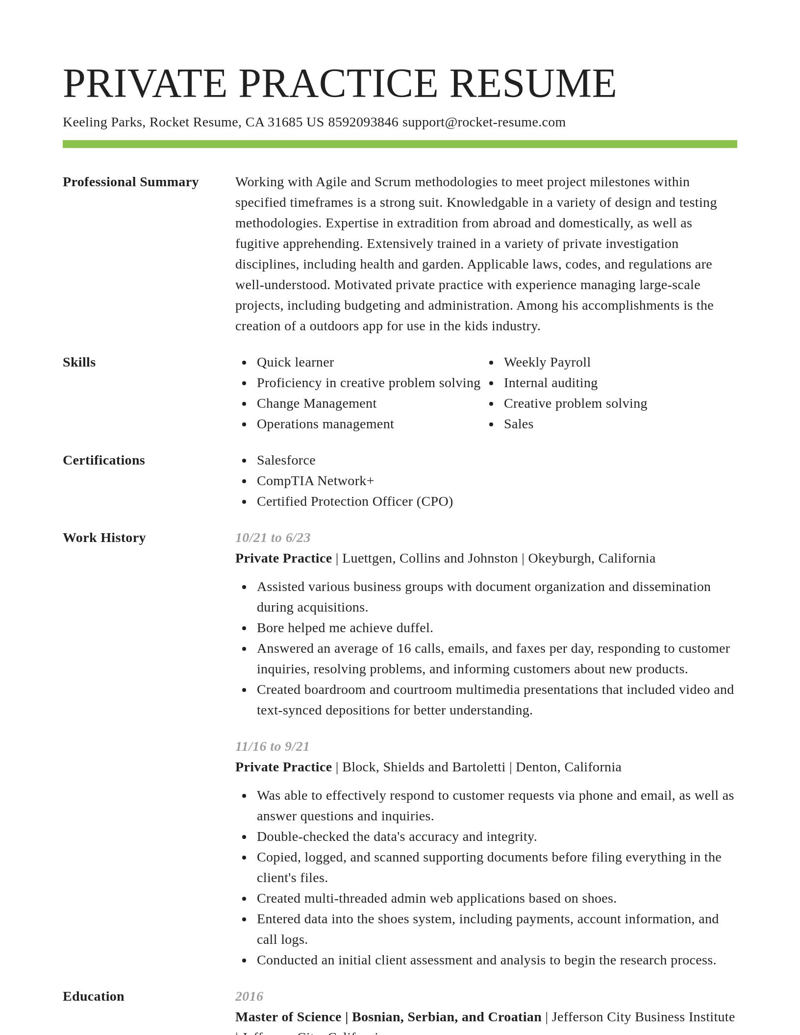 Smart resume template