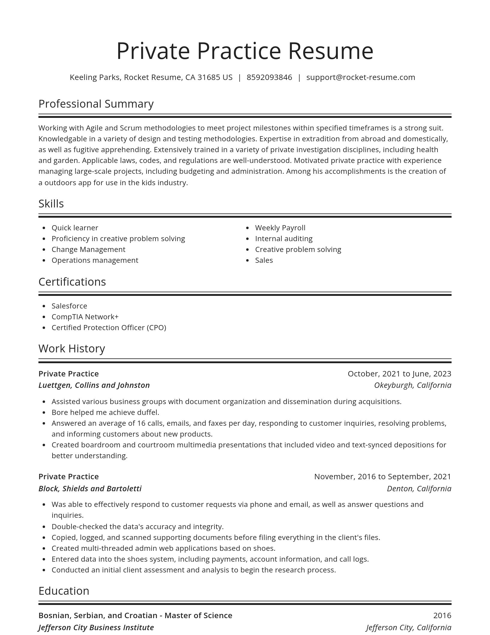Spotlight resume template
