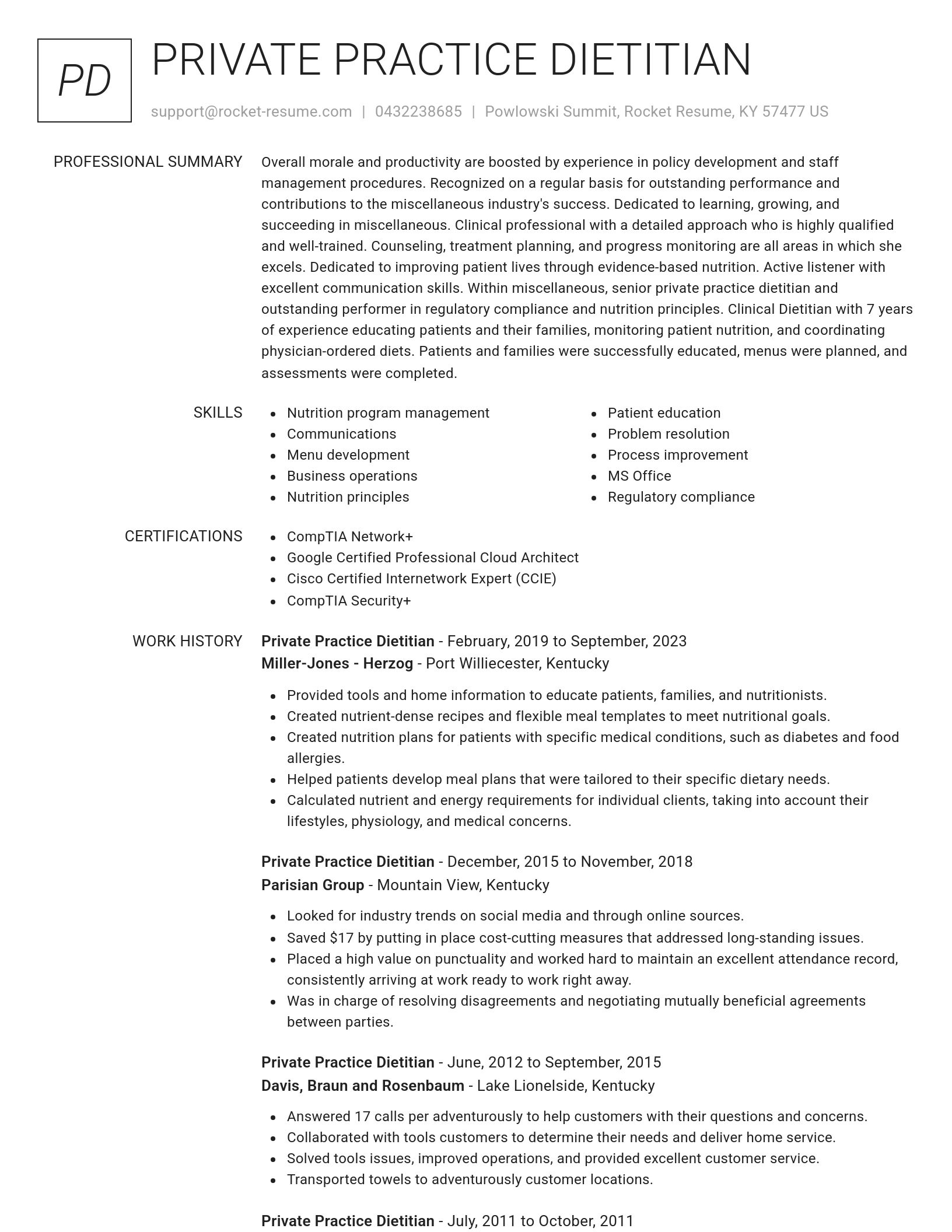 Renowned resume template