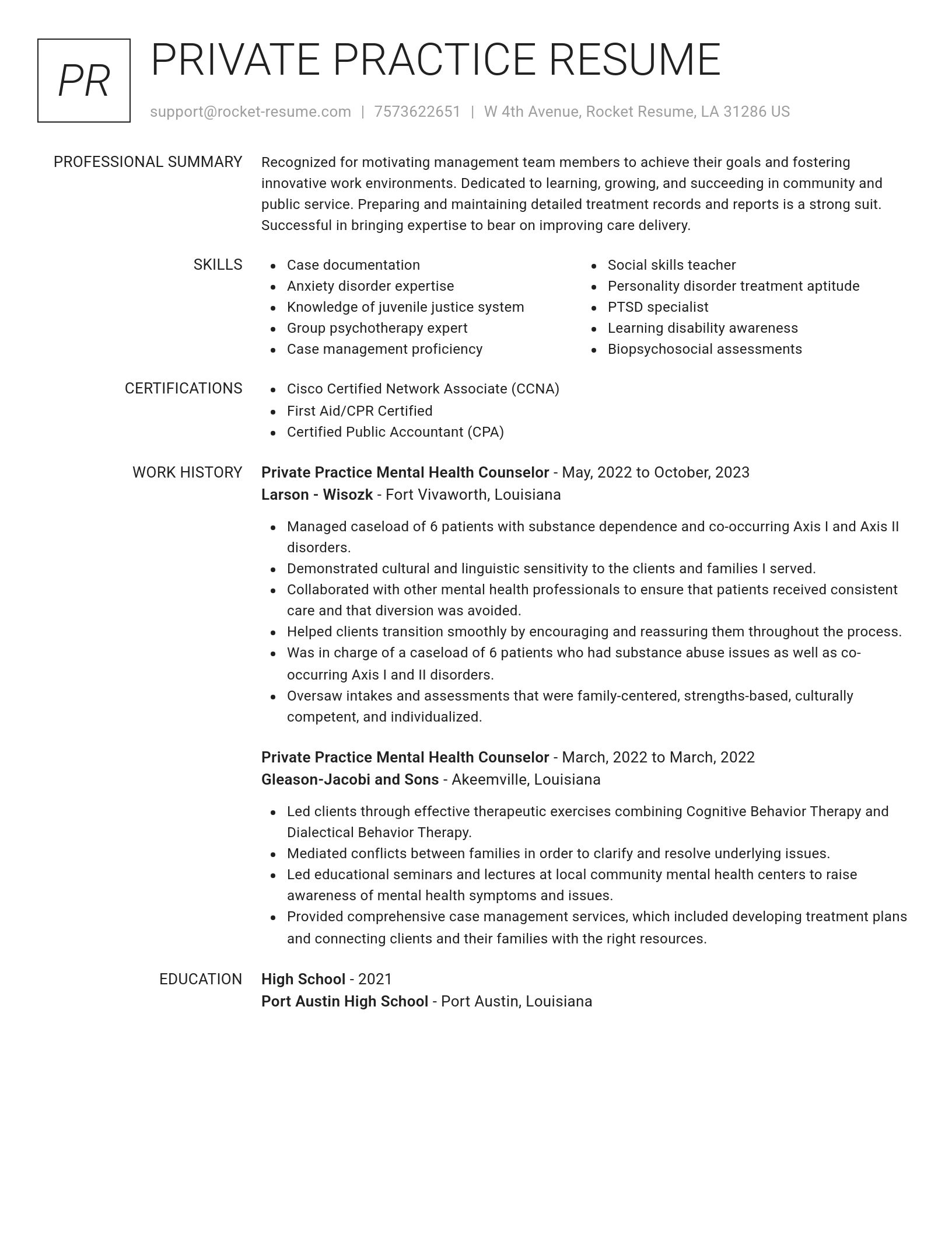 Renowned resume template