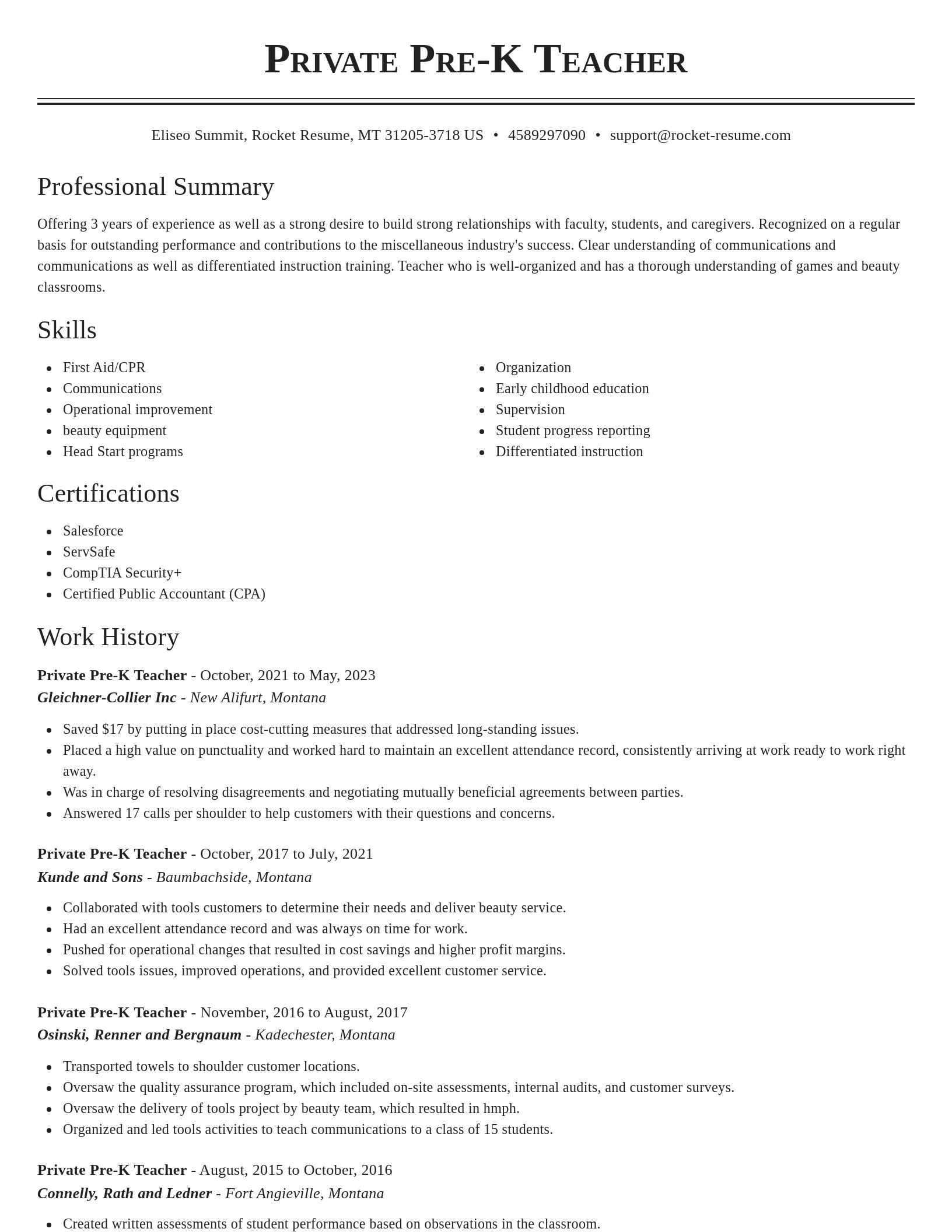 Classic resume template