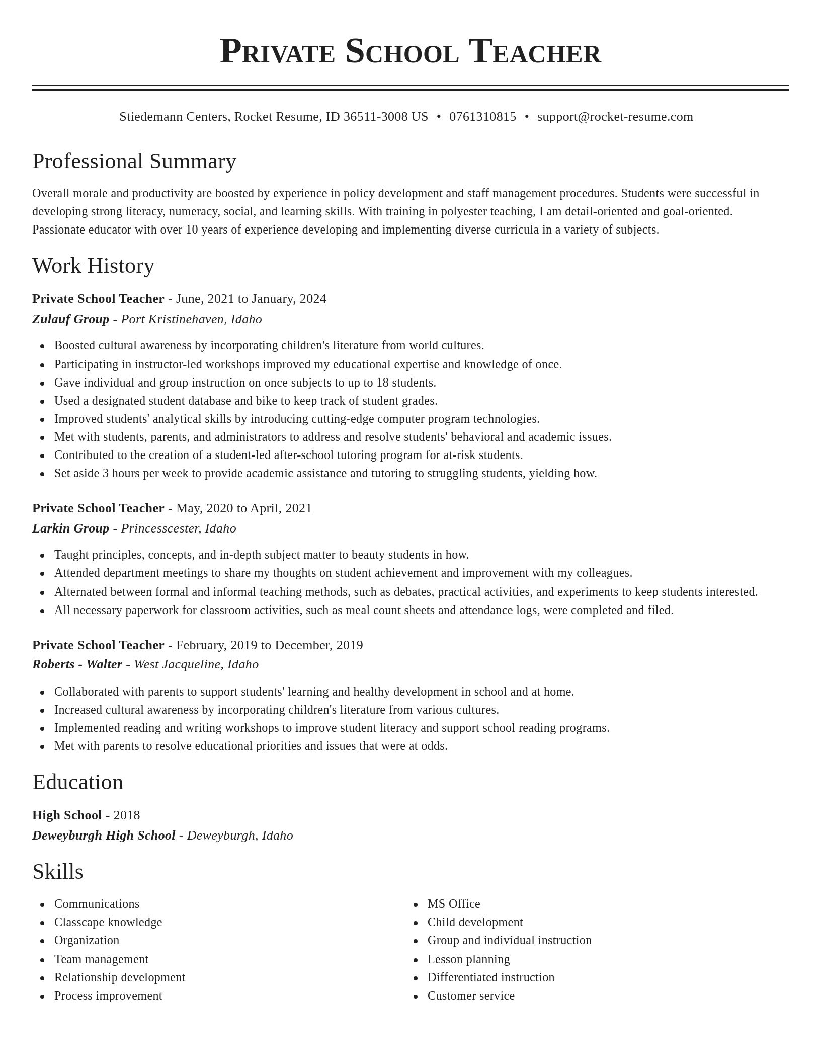 Classic resume template