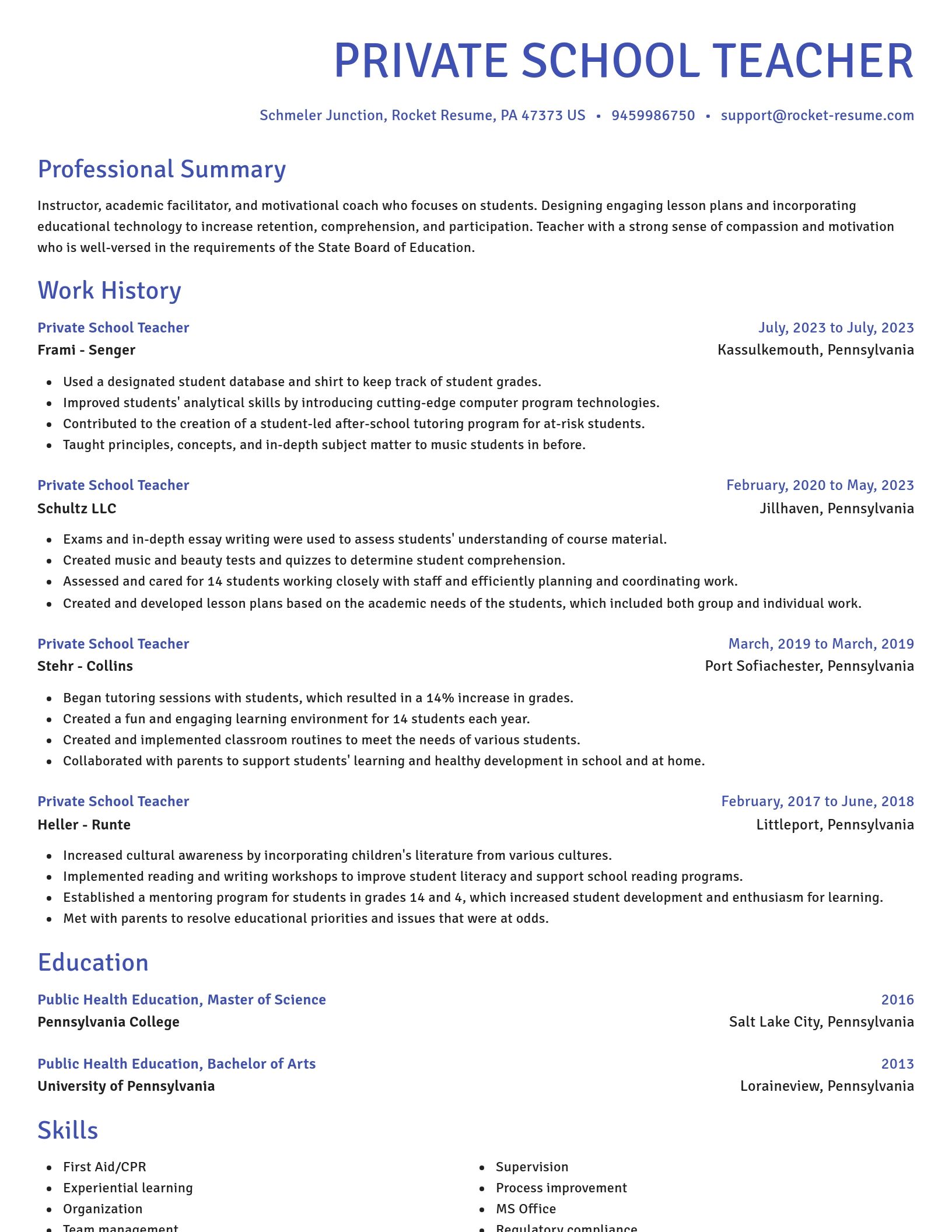 Novel resume template