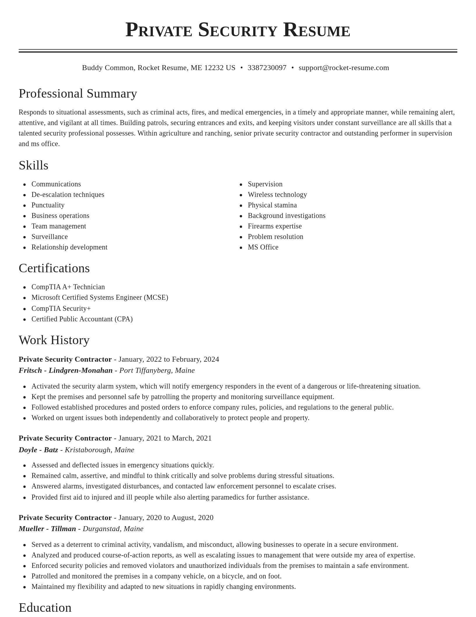 Classic resume template