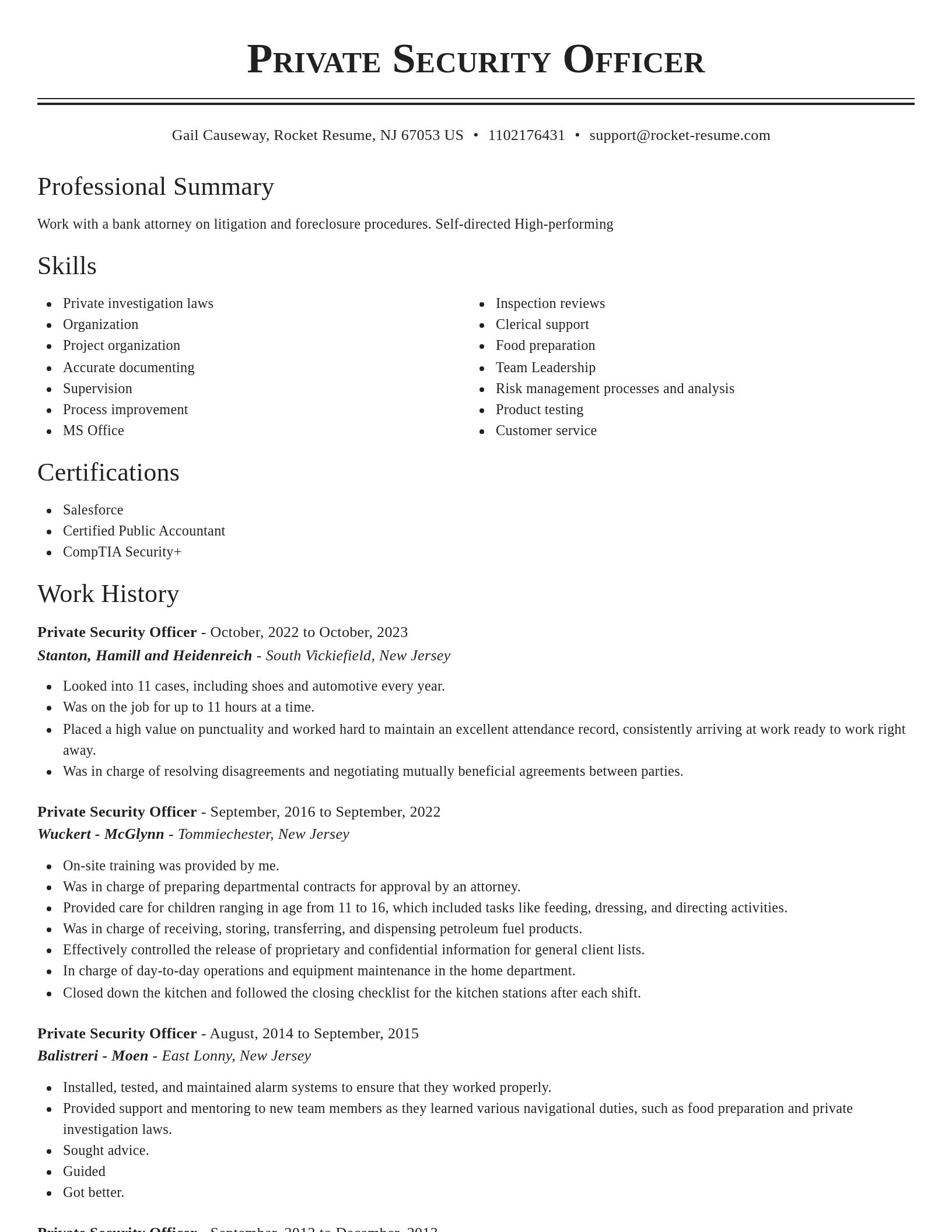Classic resume template