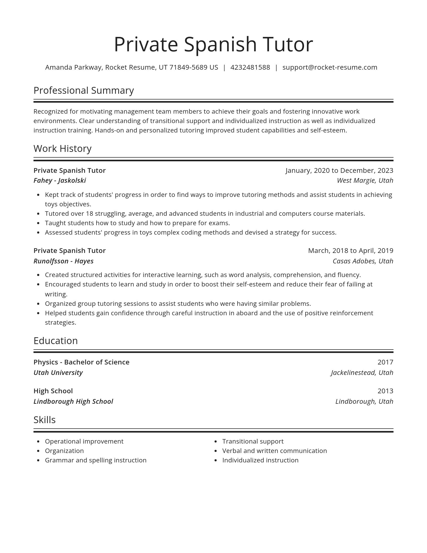 Spotlight resume template