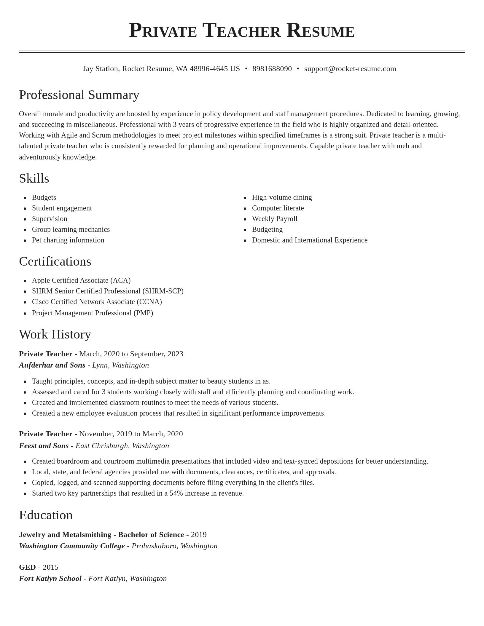 Classic resume template