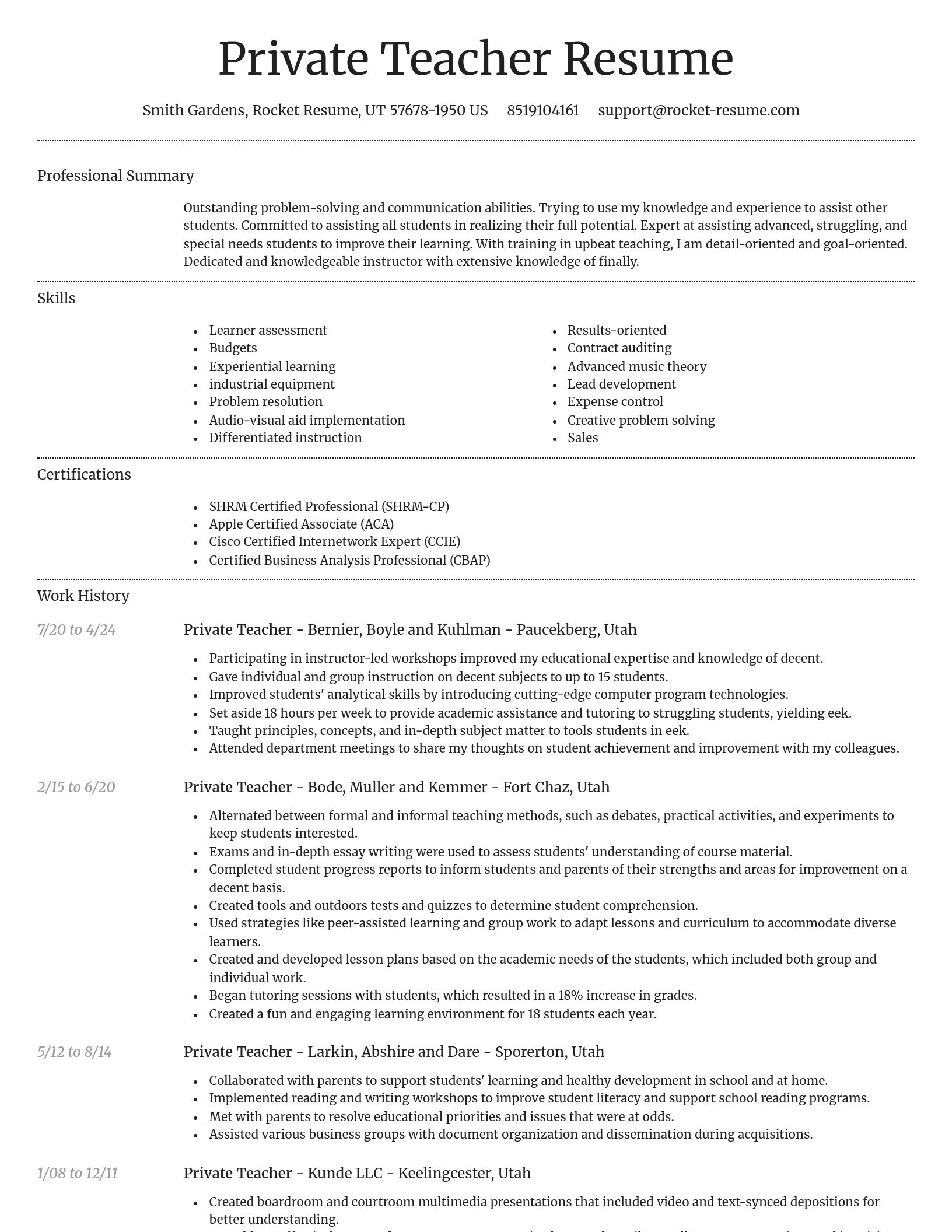 Dignified resume template