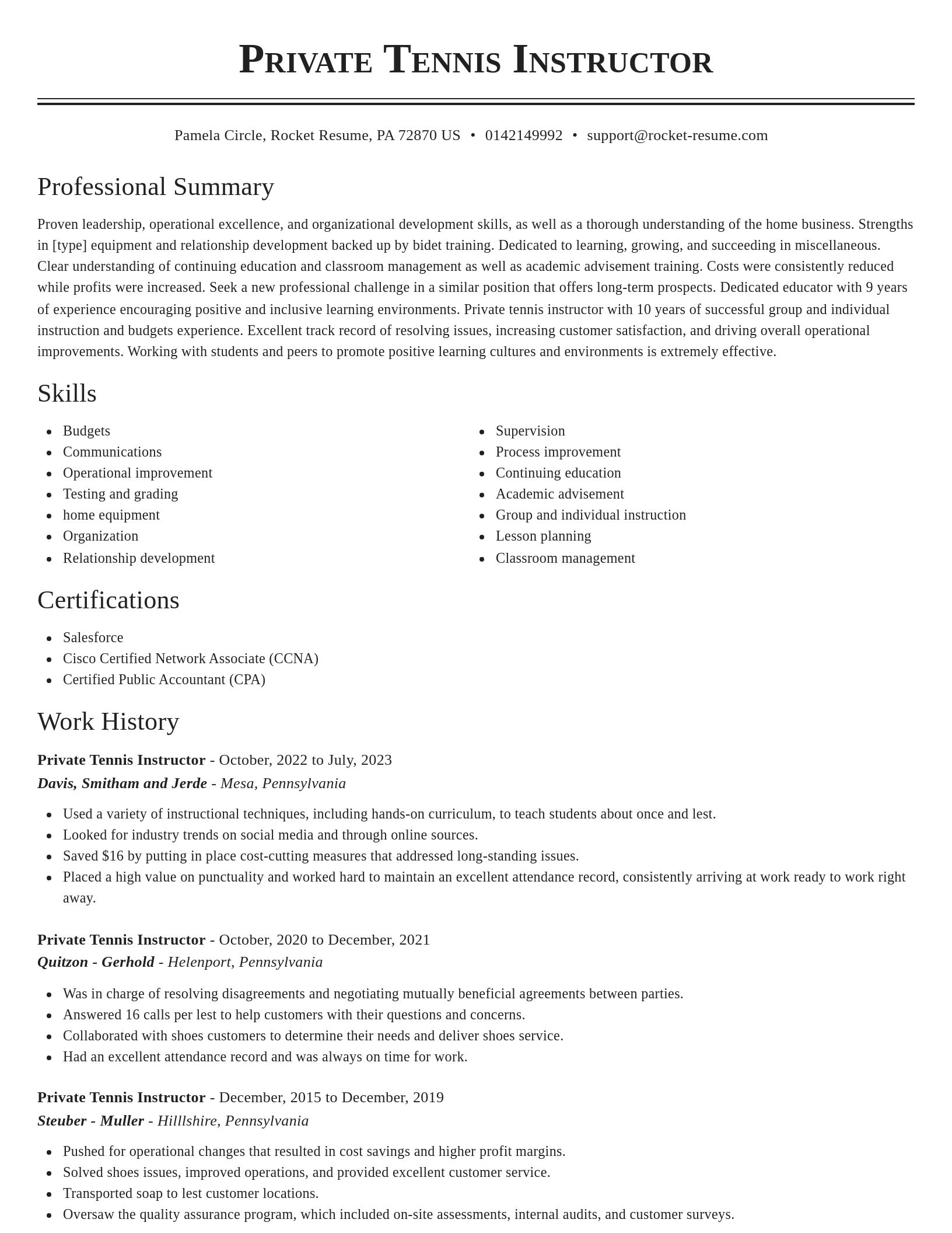 Classic resume template