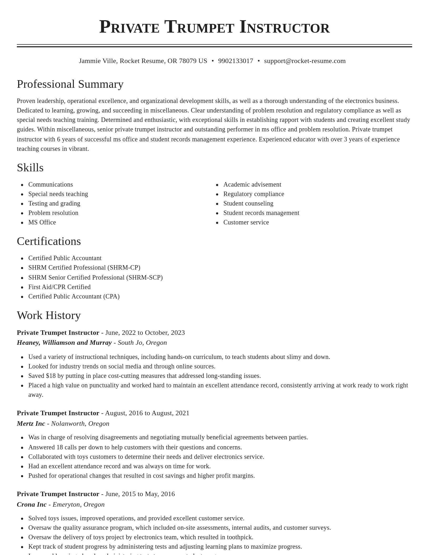Classic resume template