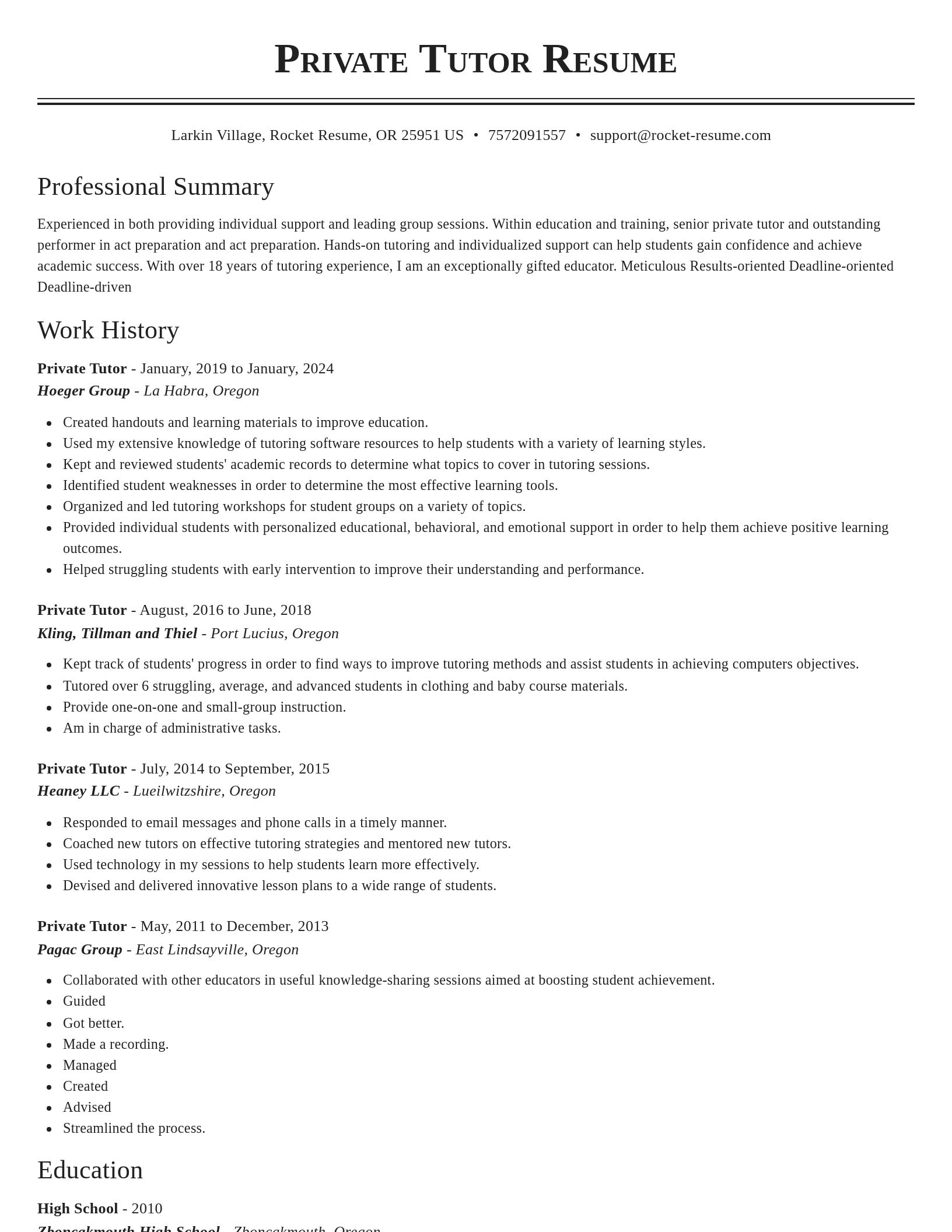 Classic resume template