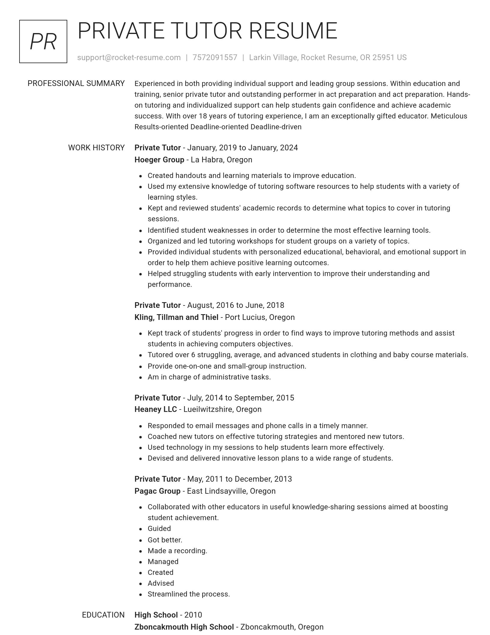 Renowned resume template