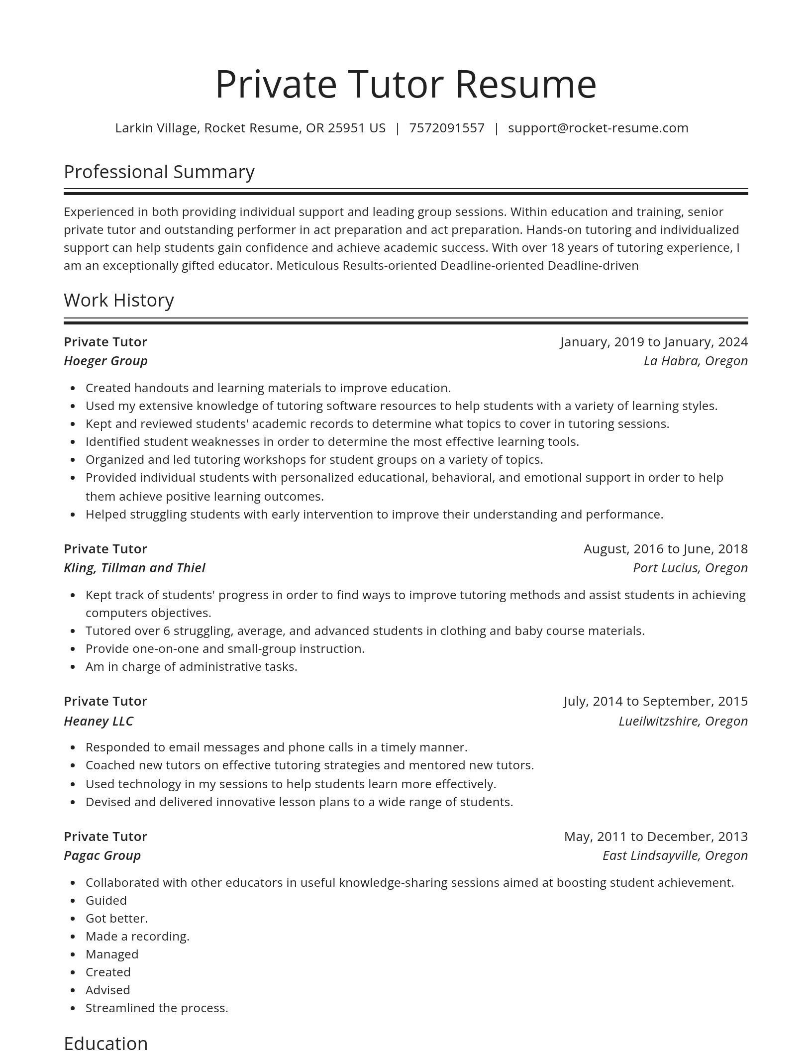 Spotlight resume template