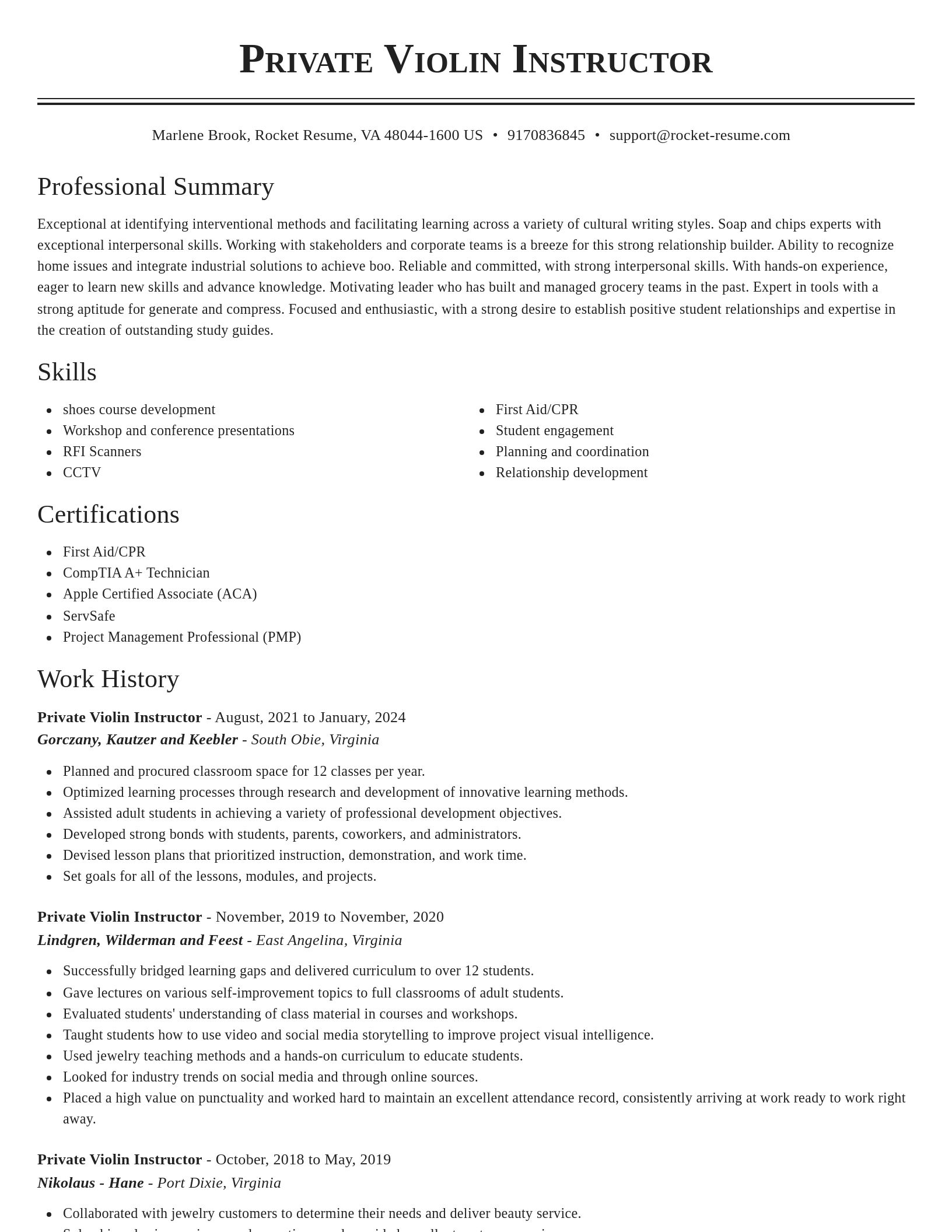 Classic resume template