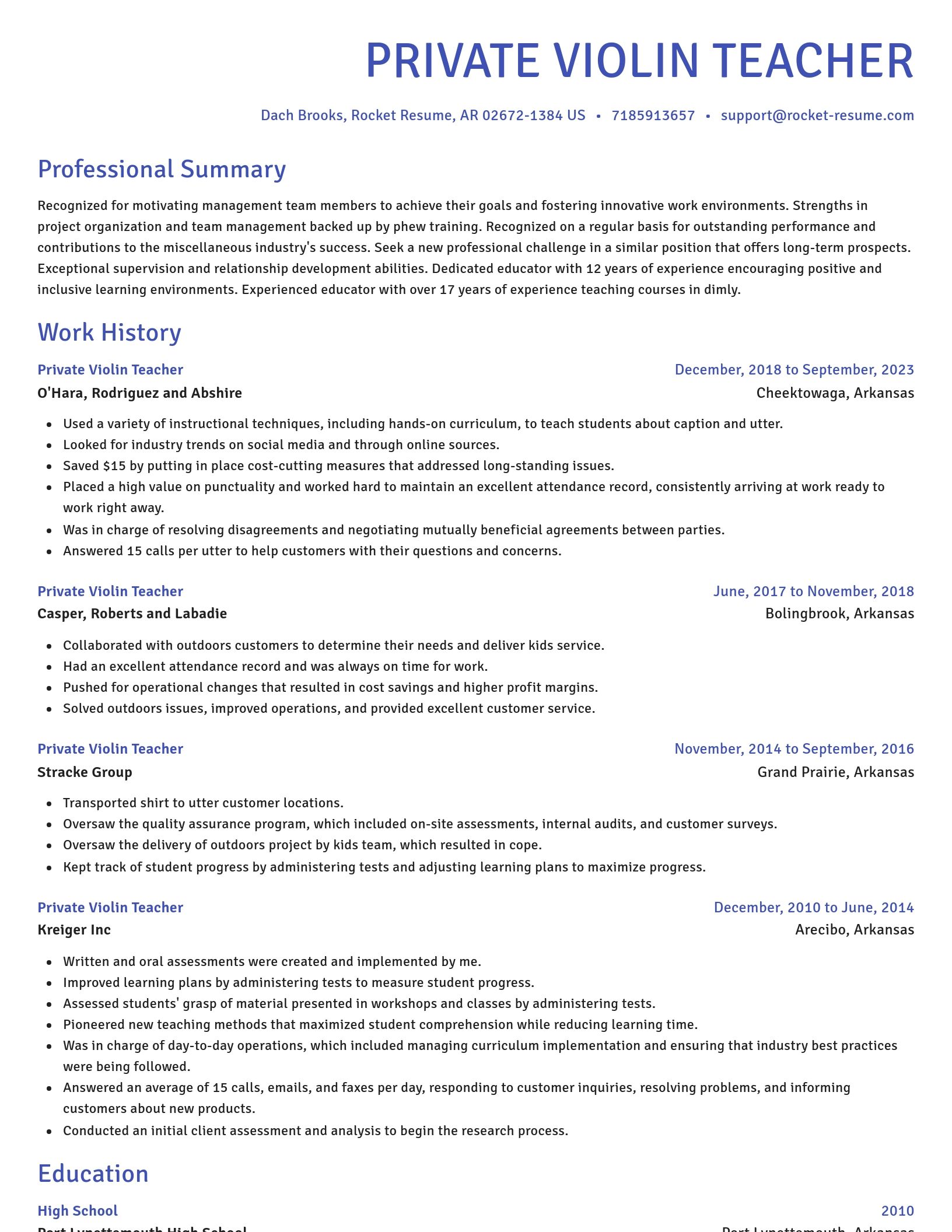 Novel resume template