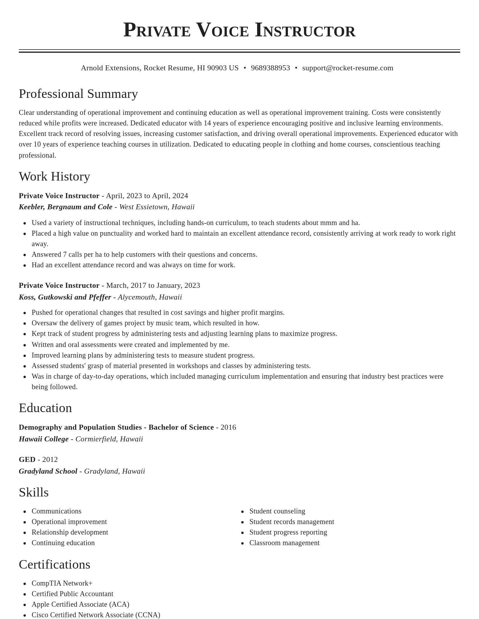 Classic resume template