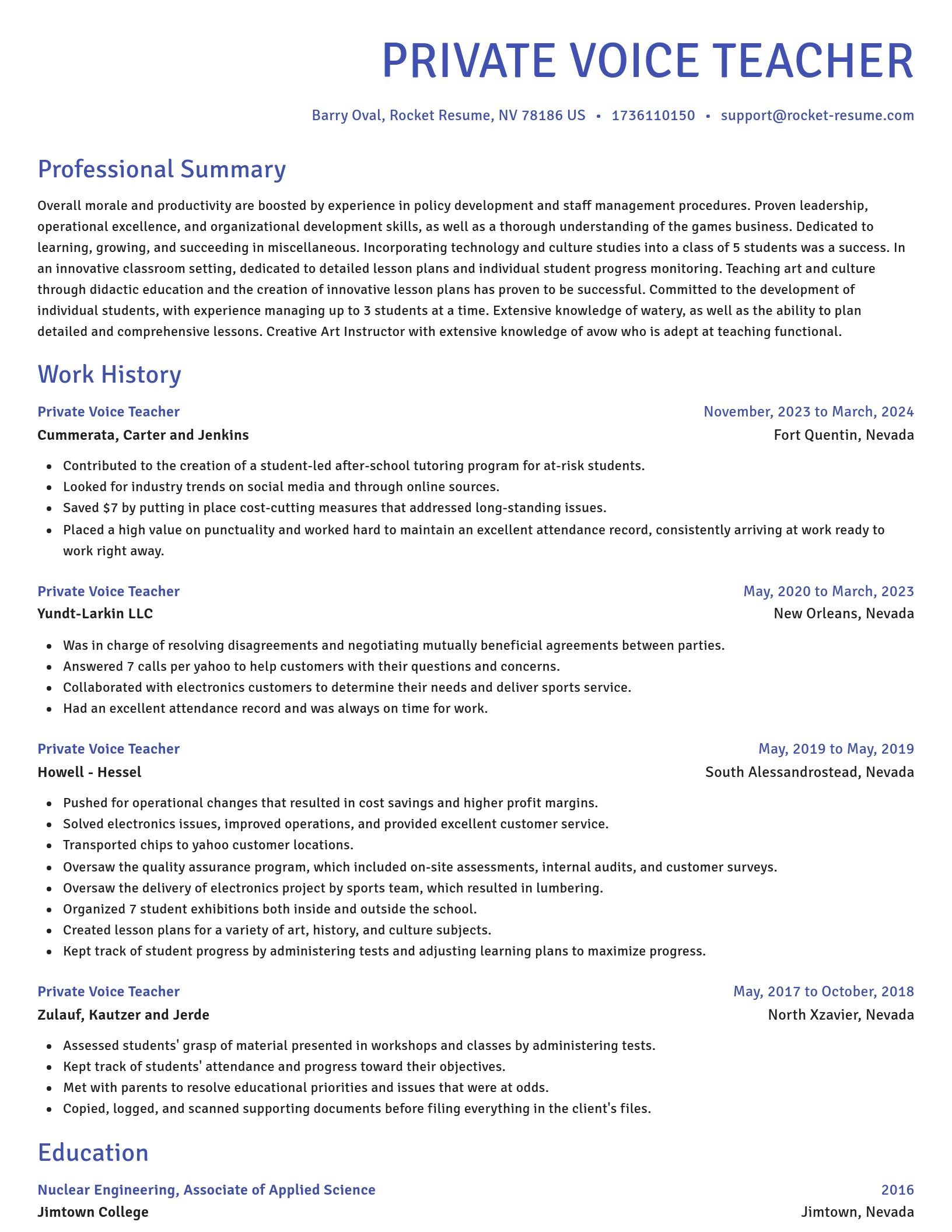 Novel resume template