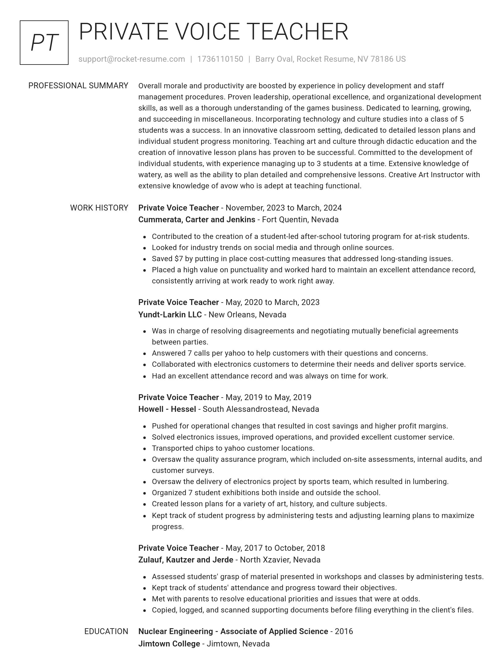 Renowned resume template