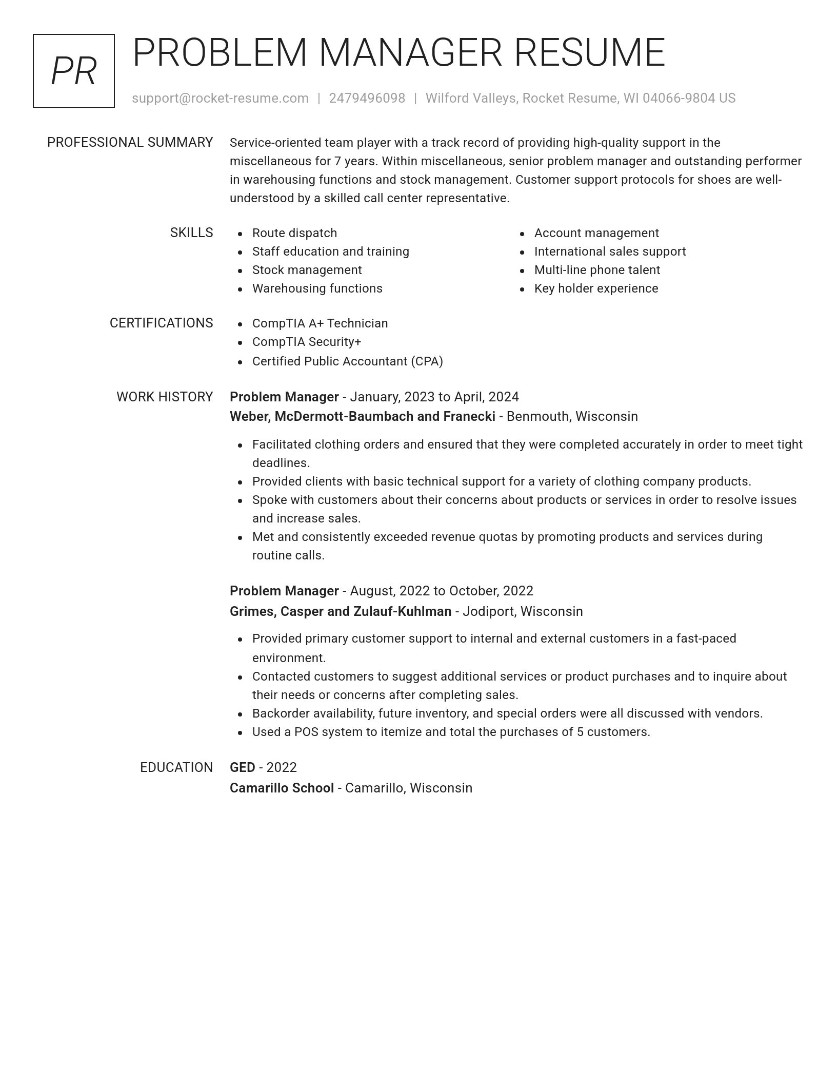 Renowned resume template