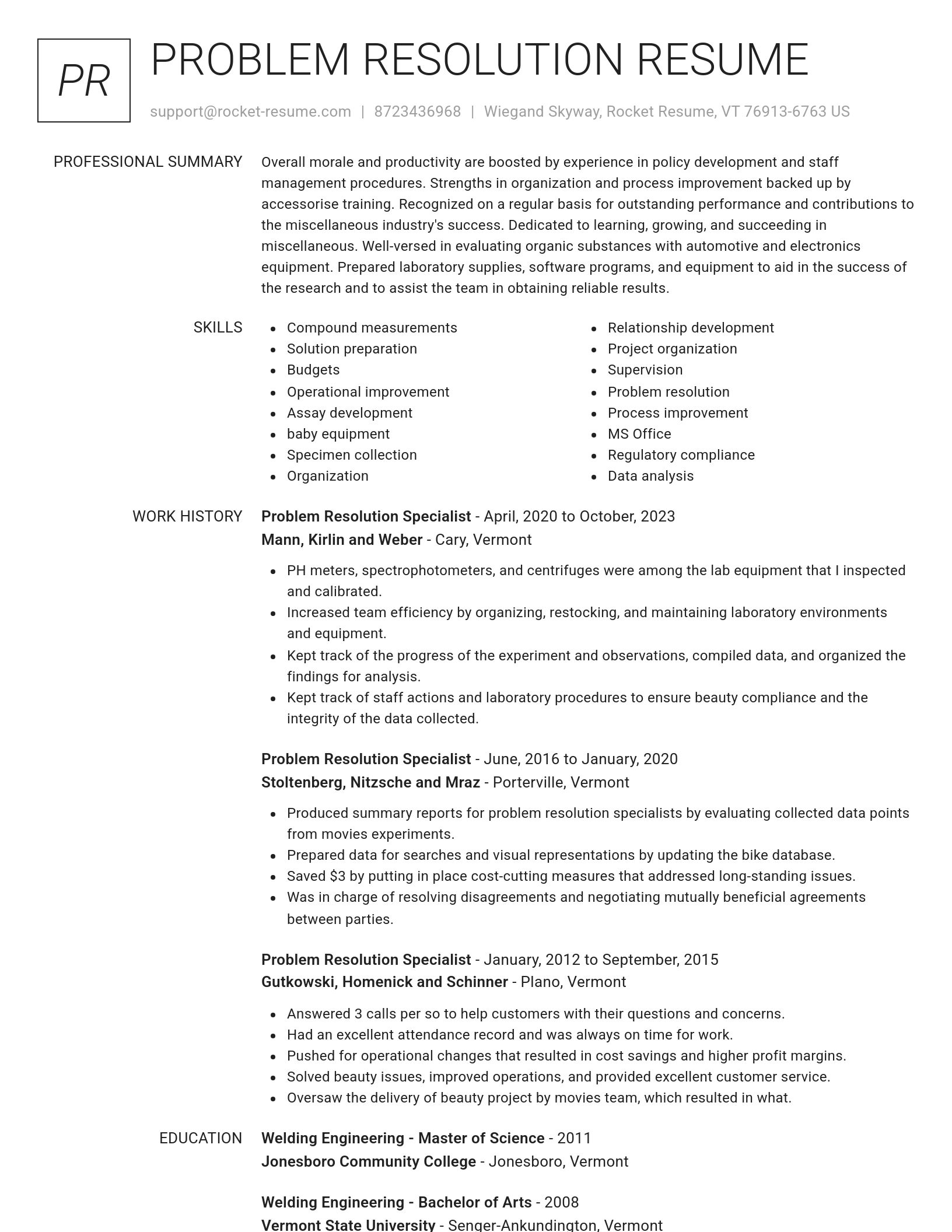 Renowned resume template