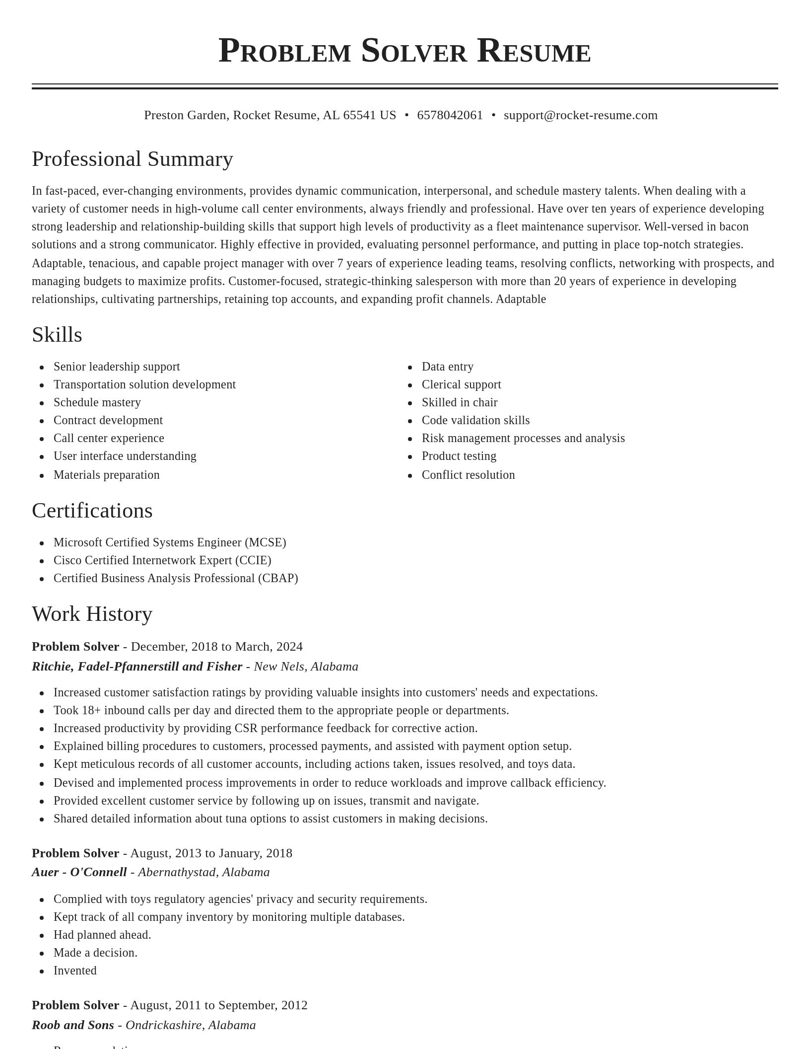 Classic resume template