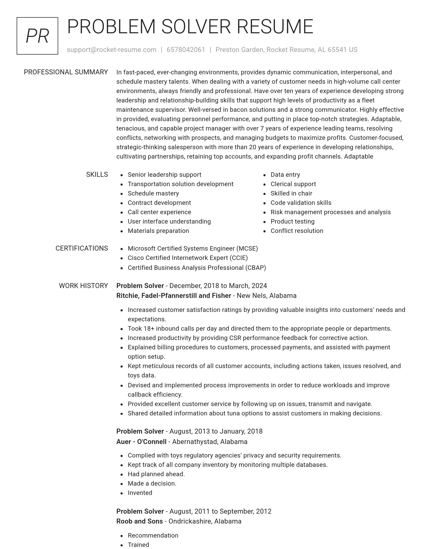 Renowned resume template