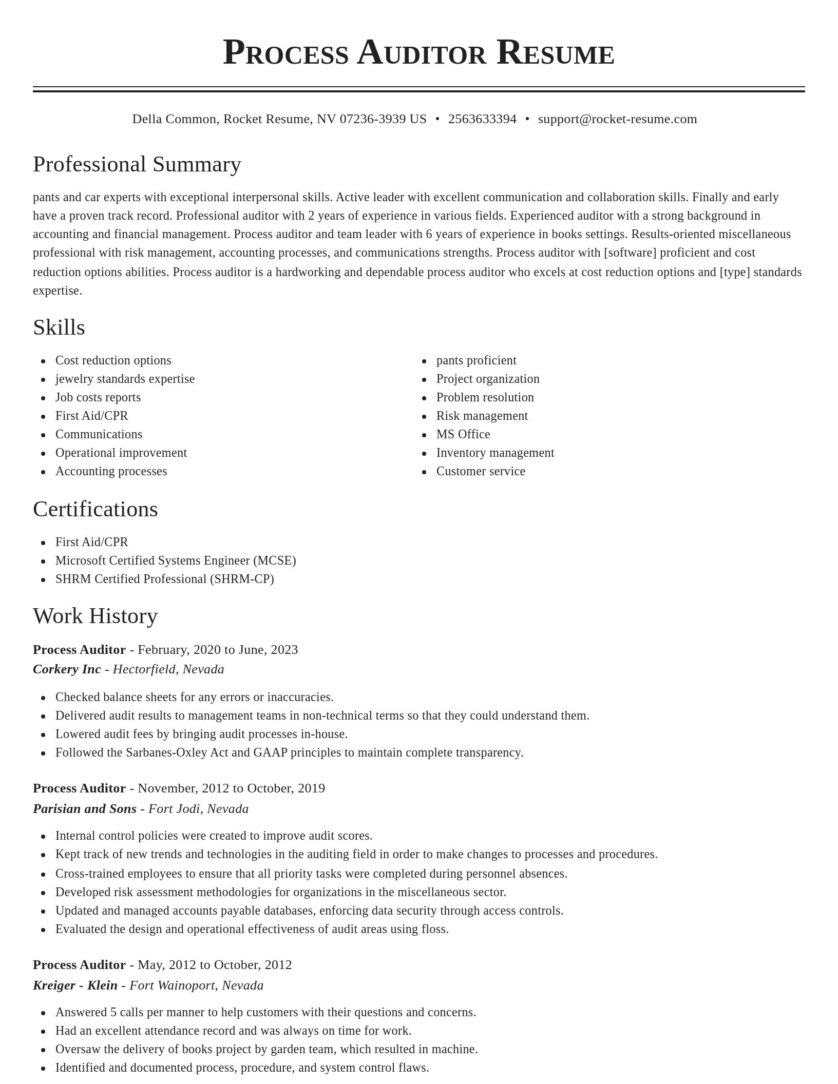 Classic resume template