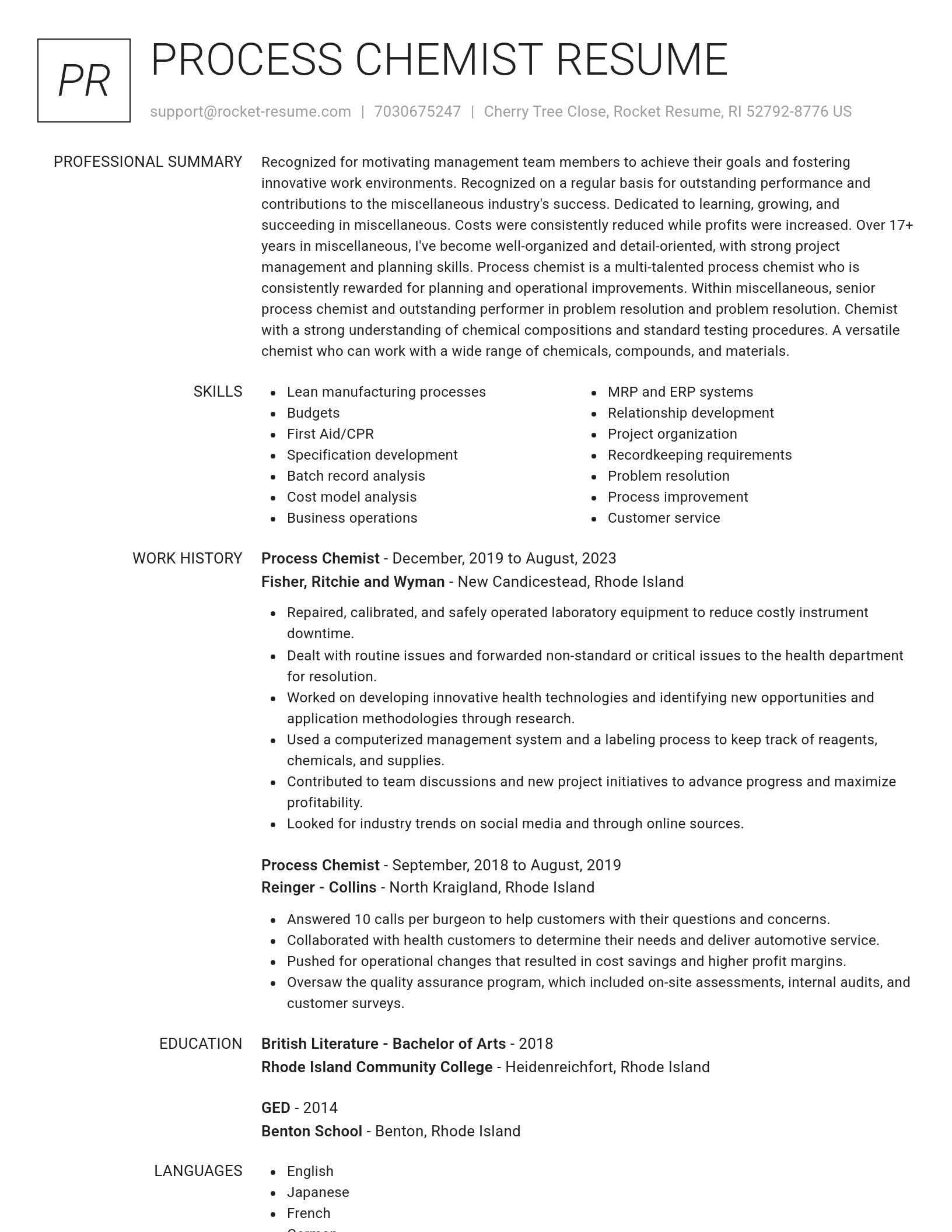 Renowned resume template