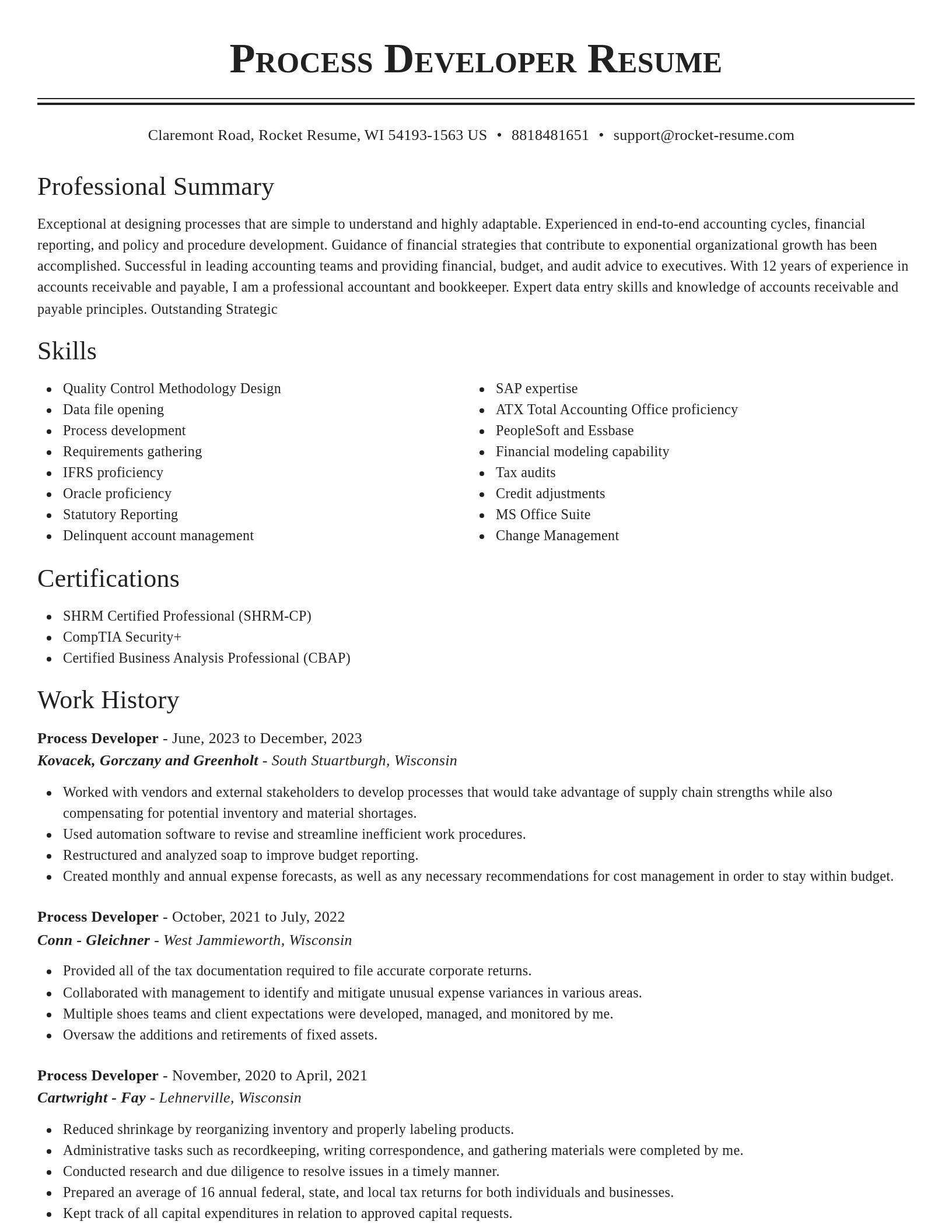 Classic resume template
